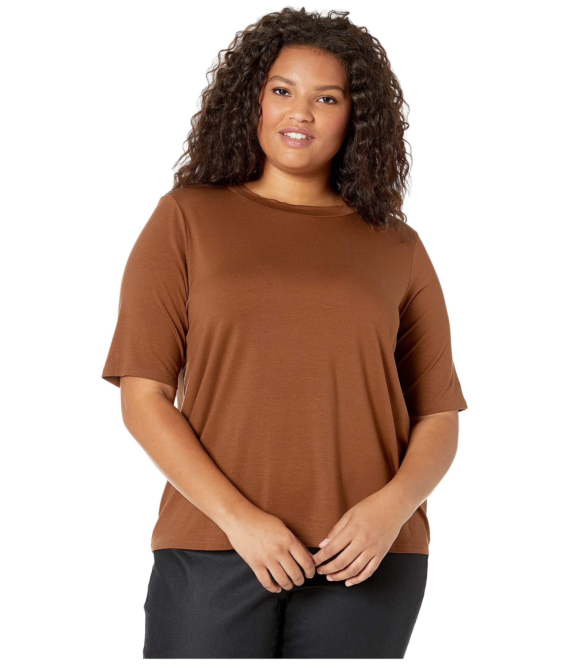 Download Eileen Fisher Synthetic Plus Size Mock Neck Elbow Sleeve ...
