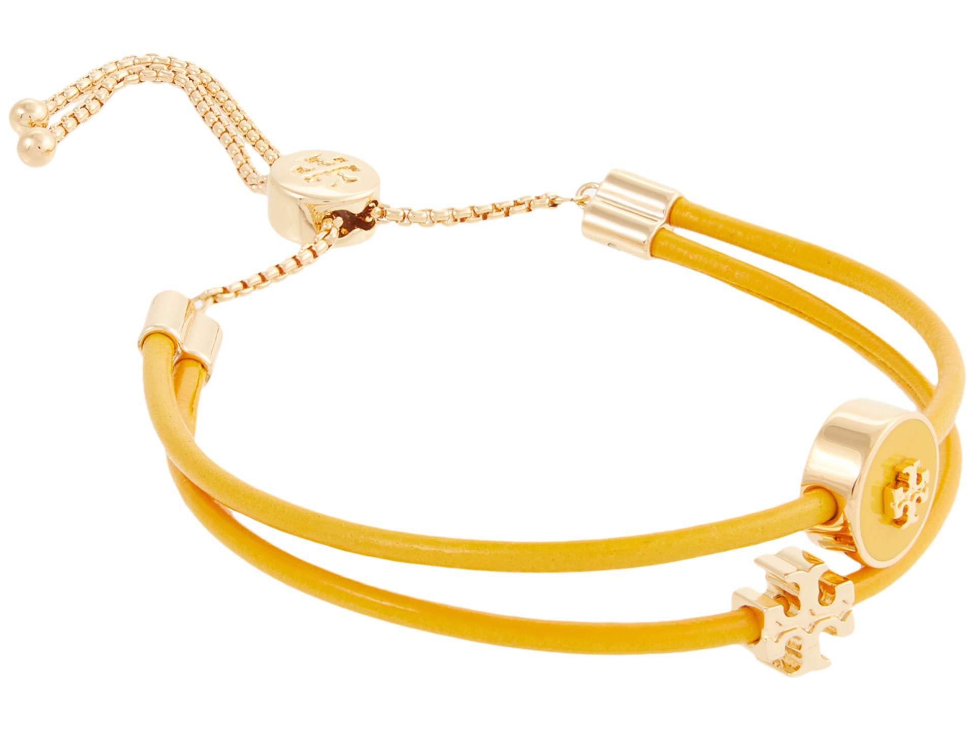 Tory Burch Leather Kira Enamel Slider Bracelet in Gold (Metallic) Lyst