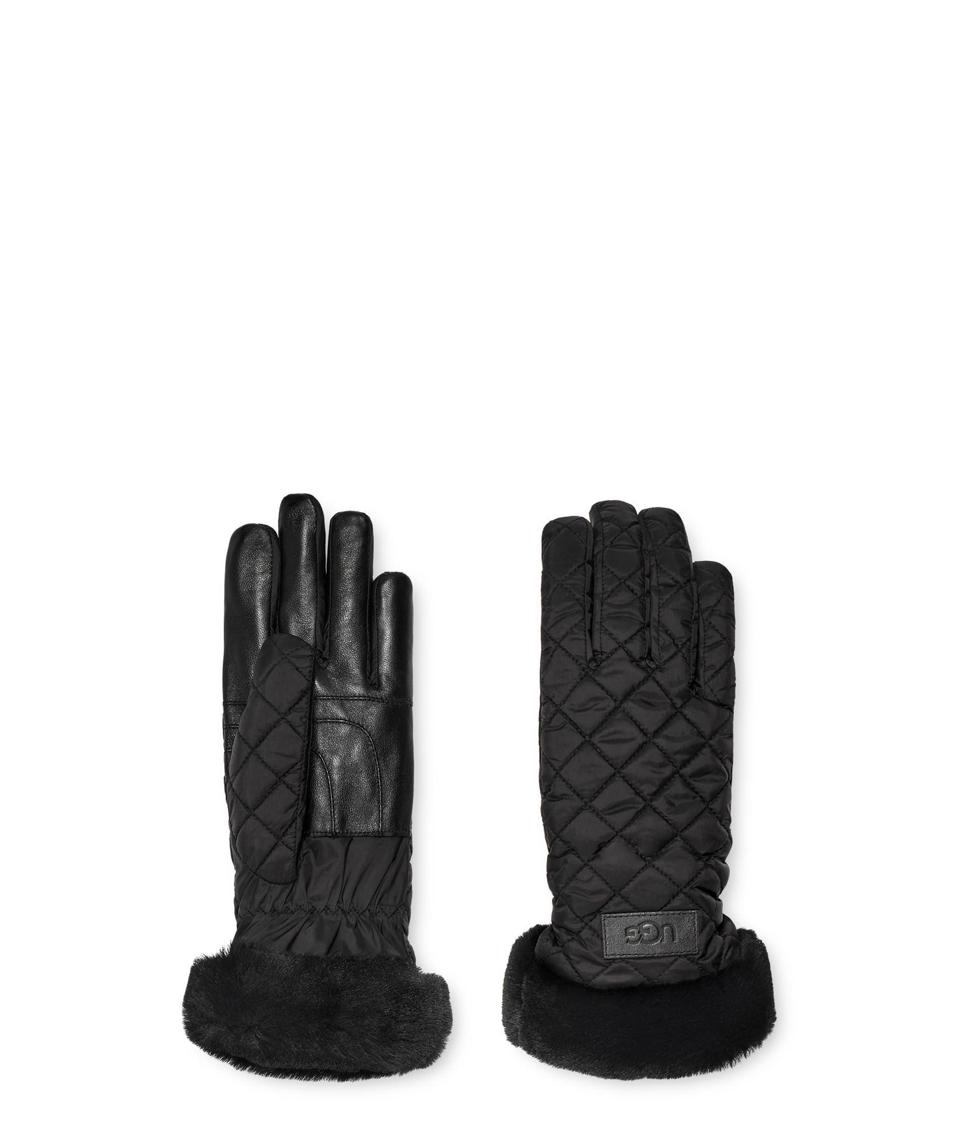 UGG Quilted Performance Tech Gloves With Microfur Lining in Black | Lyst