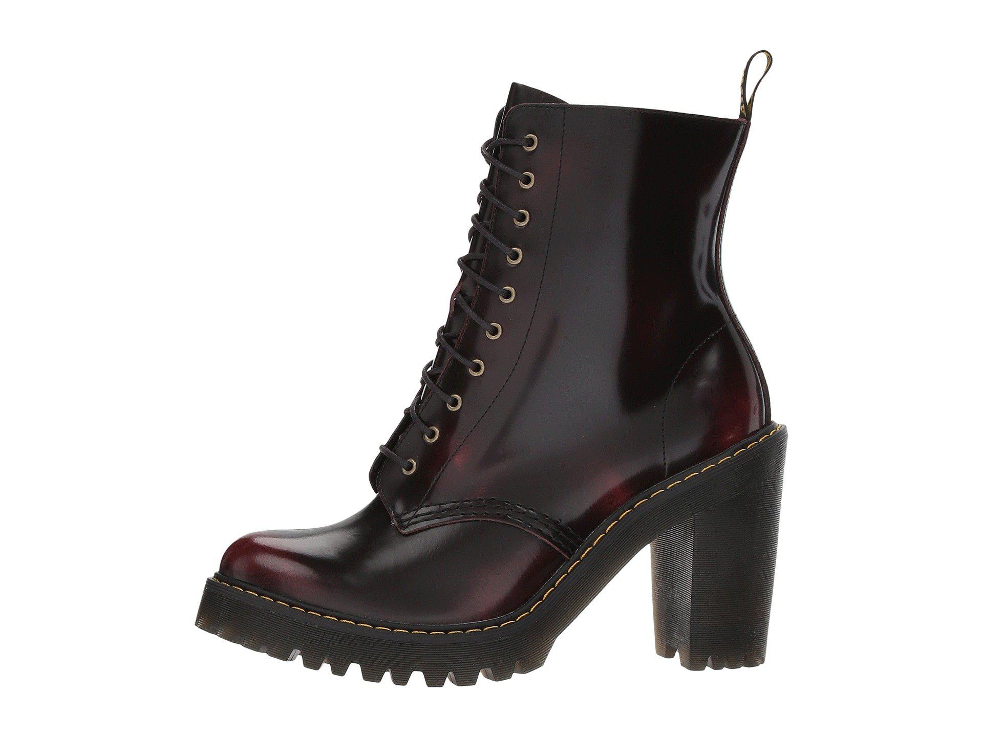 Dr Martens Leather Kendra 10 Eye Boot Cherry Redarcadia Womens 