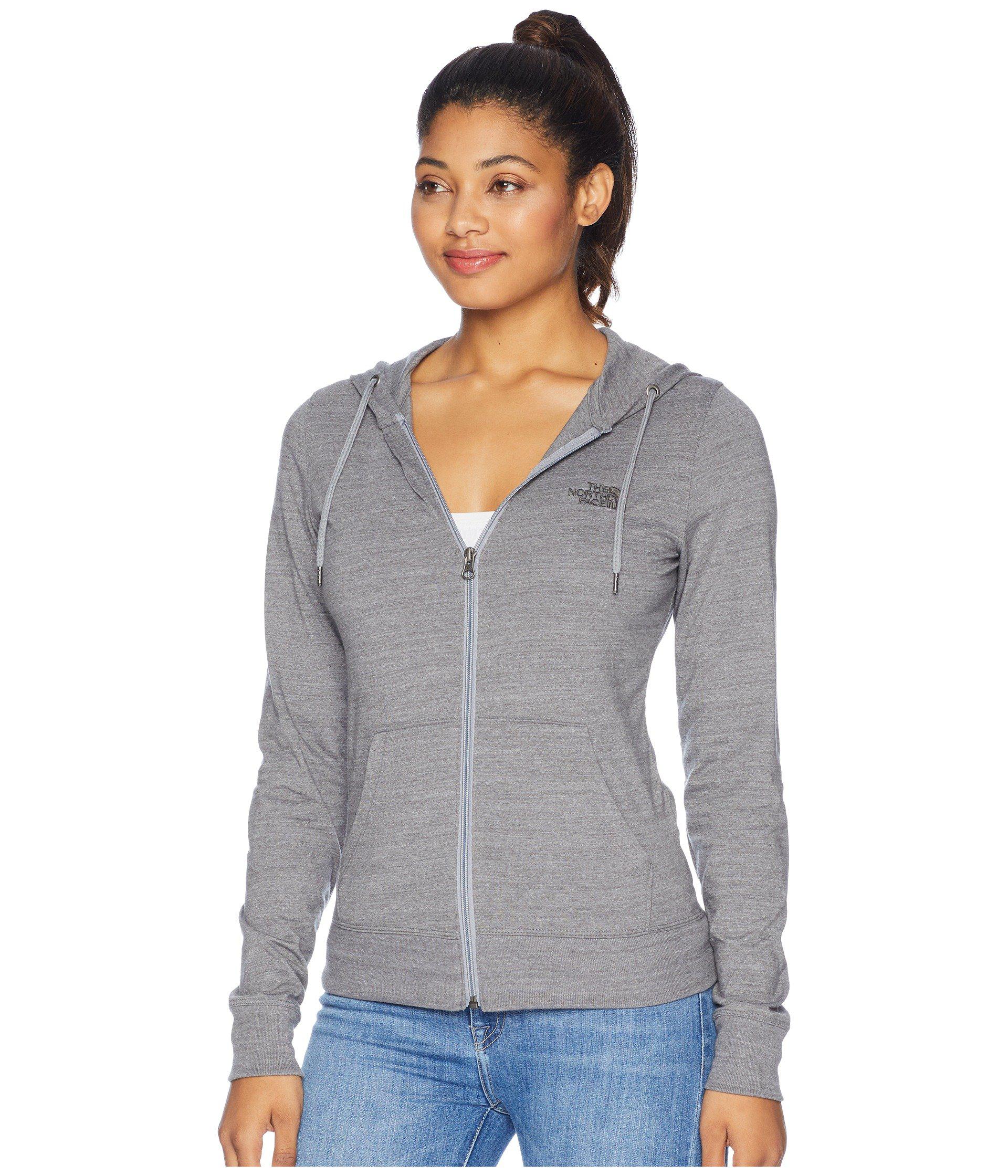 The North Face Synthetic Lightweight Tri-blend Full Zip Hoodie (urban Navy  Heather/tnf White) Women's Sweatshirt in Gray | Lyst