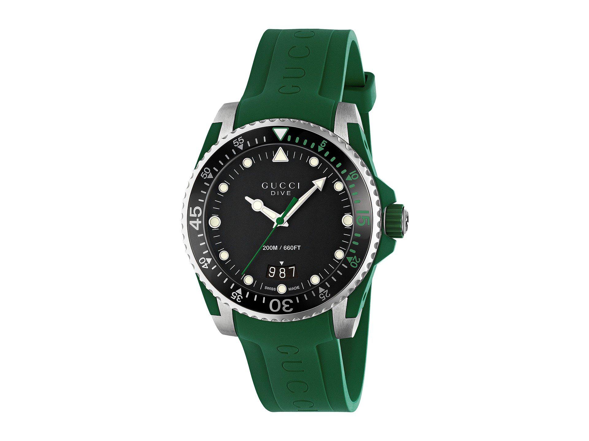 Gucci Rubber Green \u0026 Silver Dive Watch 