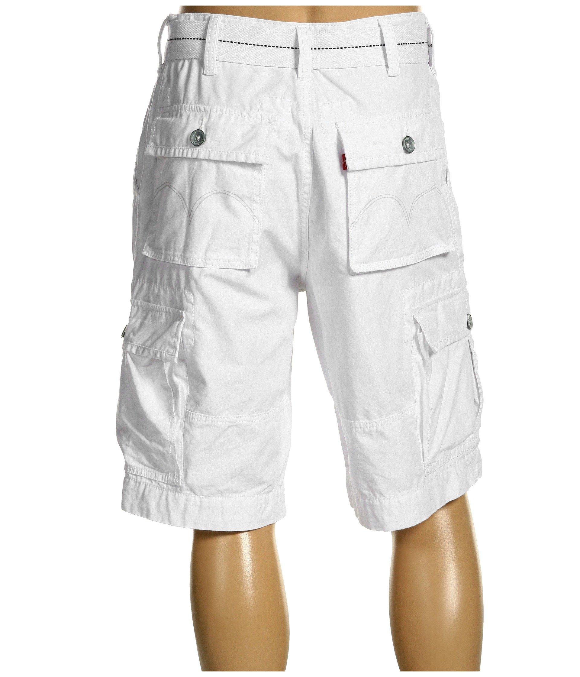 white levi shorts mens
