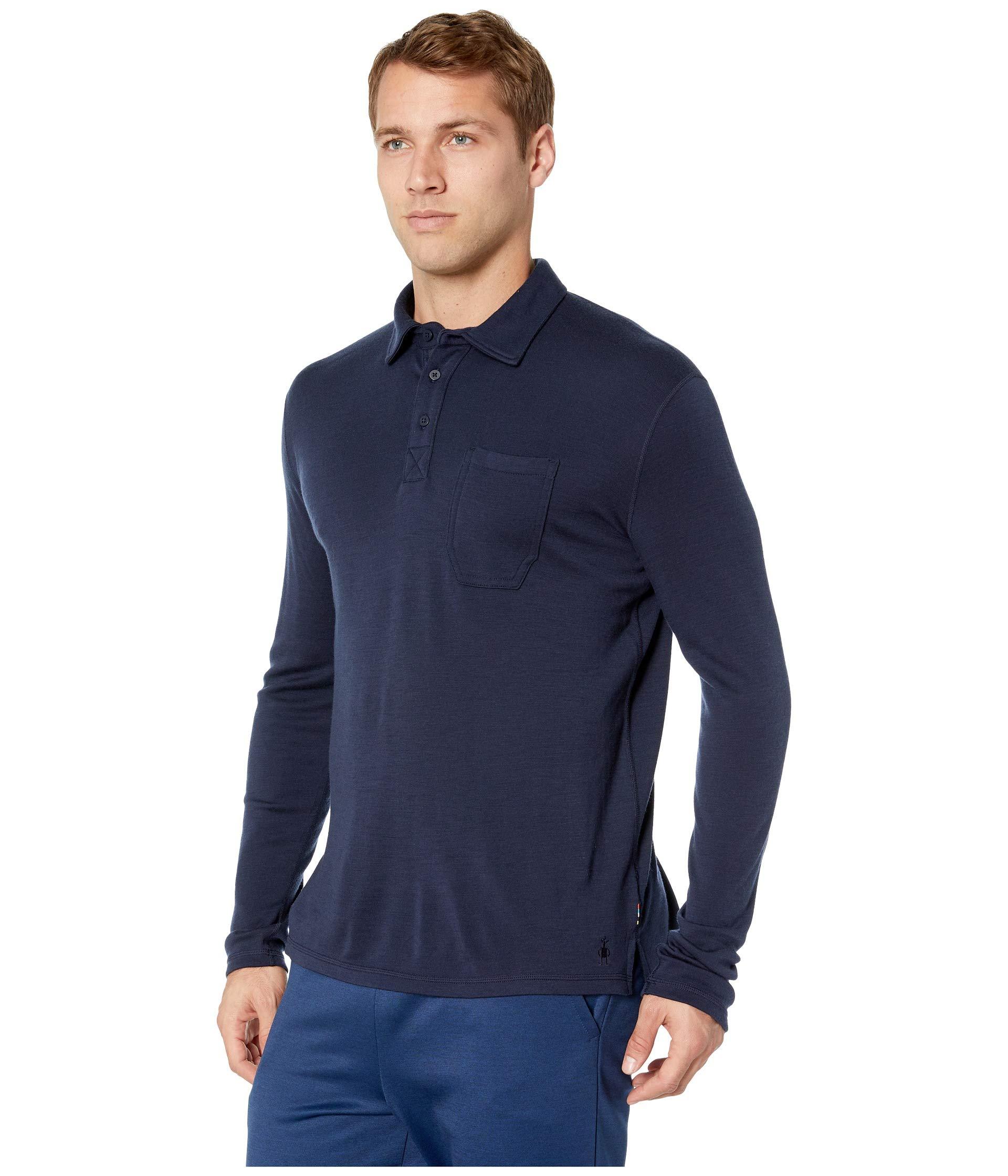 Smartwool Wool Merino 250 Long Sleeve Polo in Deep Navy (Blue) for Men ...