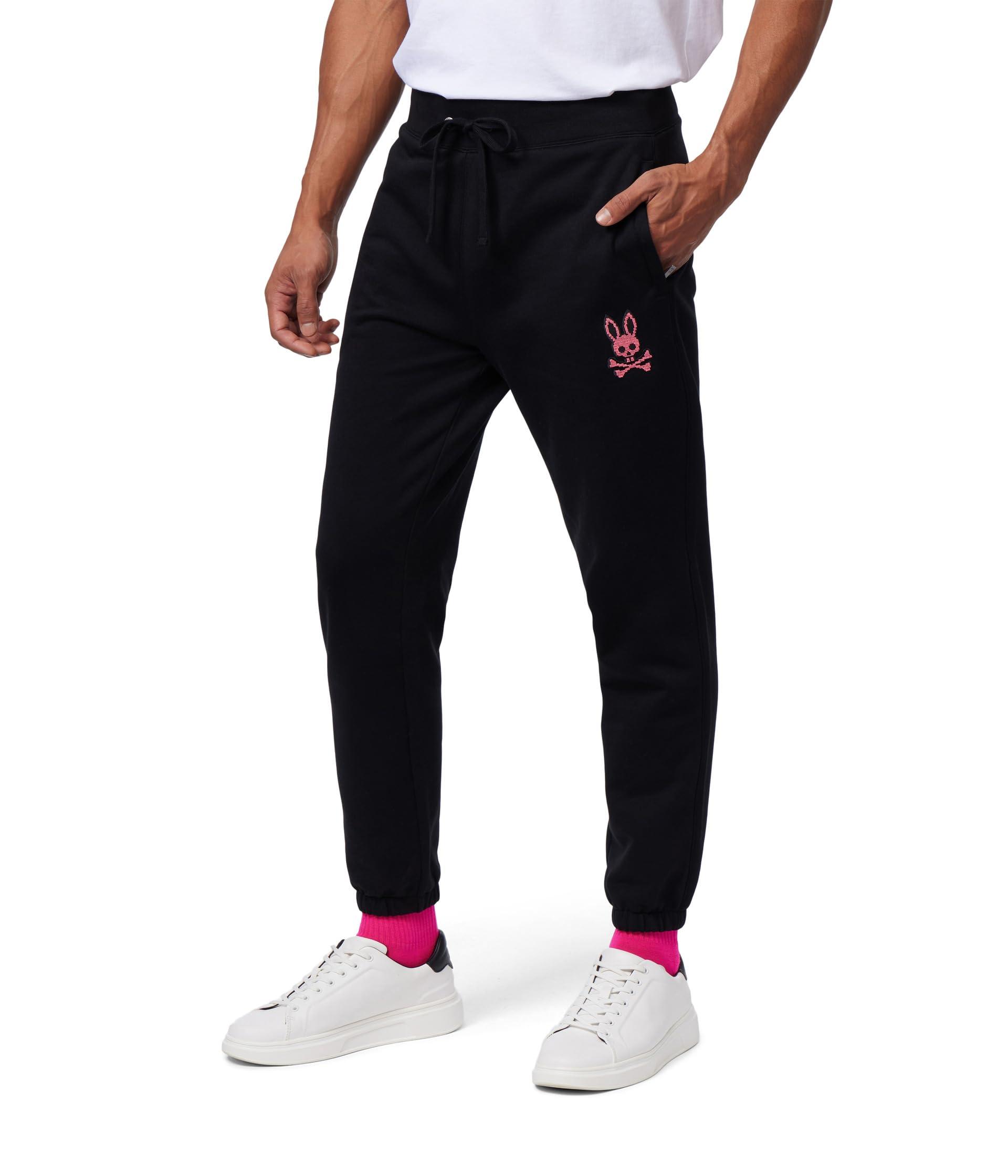 Psycho Bunny Lancaster Brushed Fleece Sweatpants in Black for Men