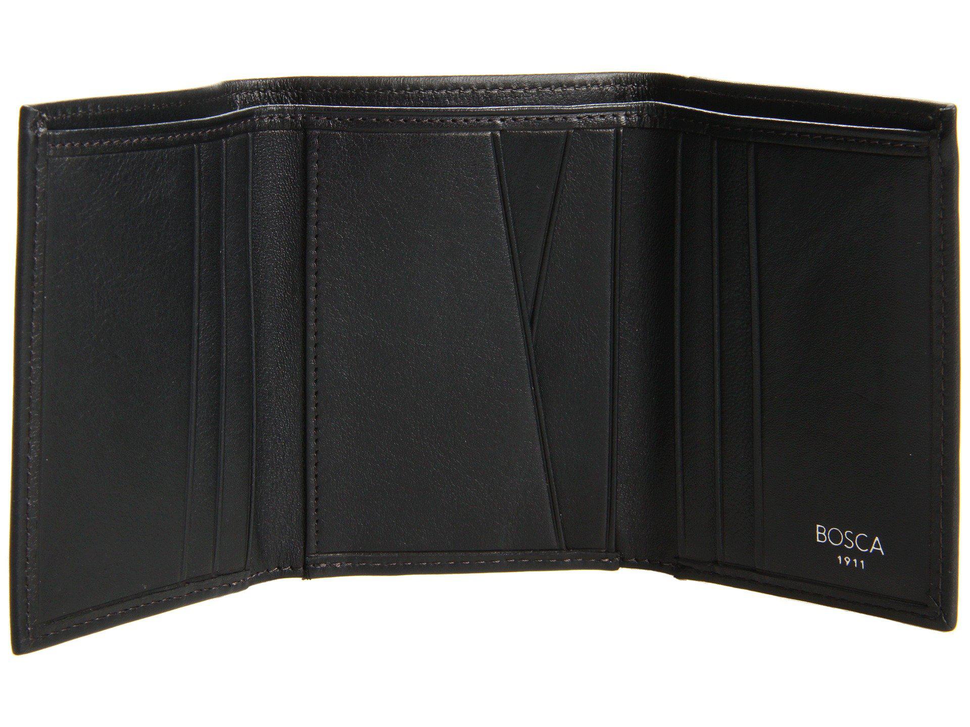 Bosca Leather Nappa Vitello Collection - Trifold Wallet in Black ...