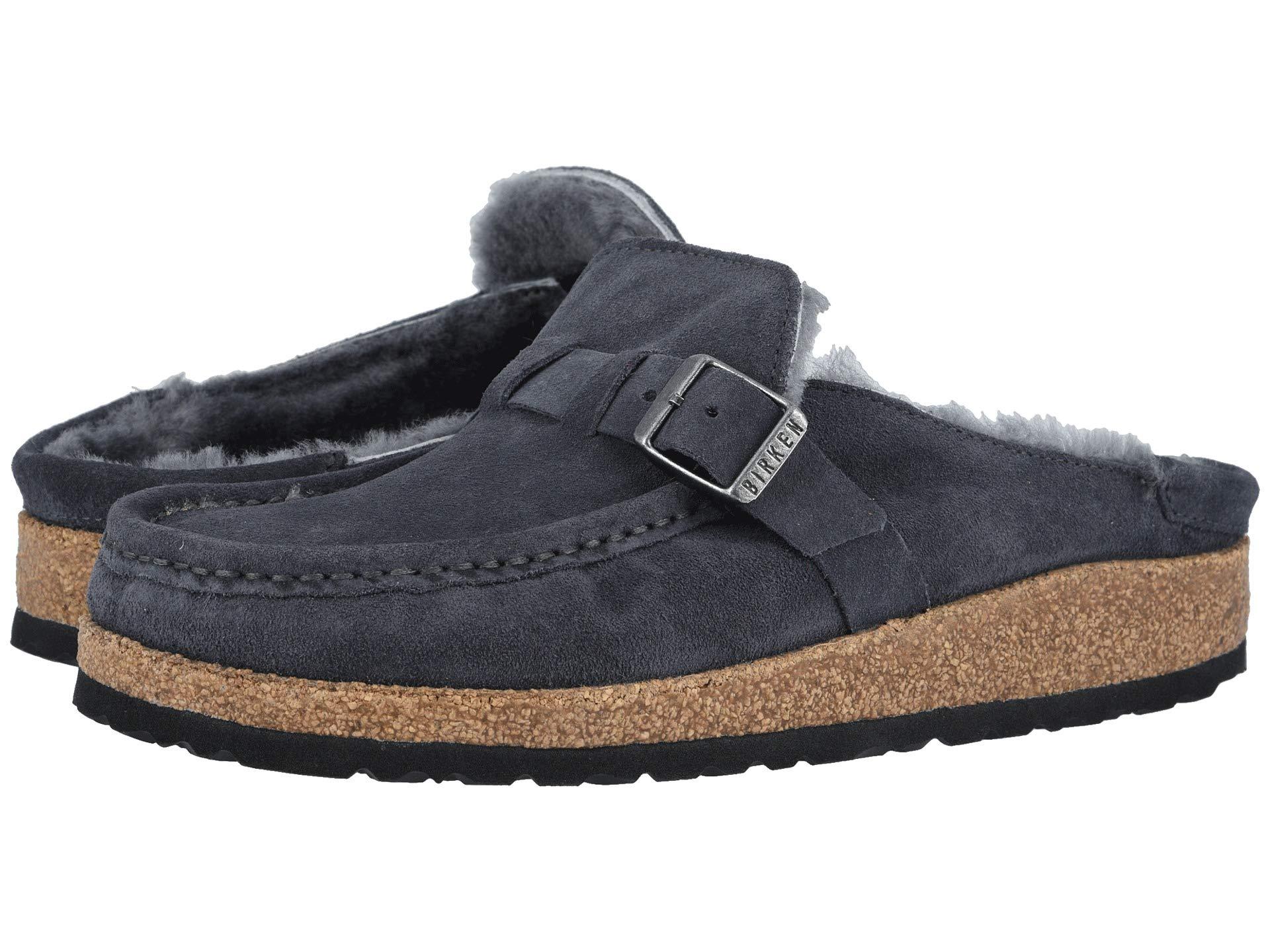 Birkenstock Suede Buckley Shearling in Gray - Lyst