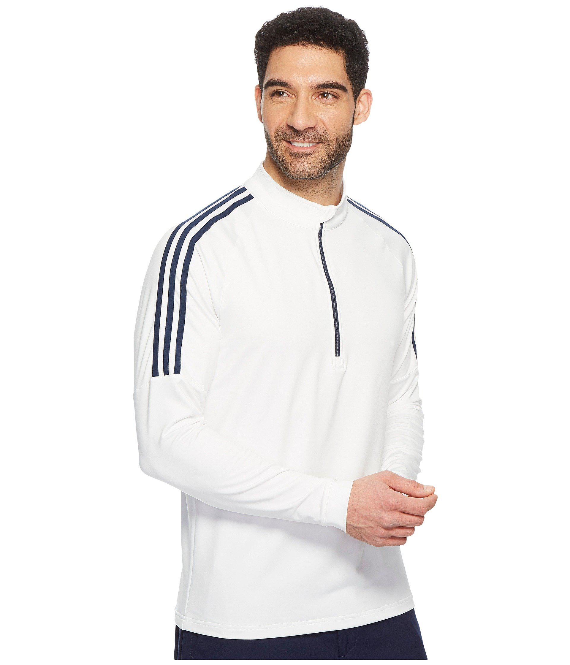 Classic 3 stripes 14 Zip Pullover (white 1) Men's Sweater Classic 3 stripes 14 Zip Pullover (white 1) Men's Sweater