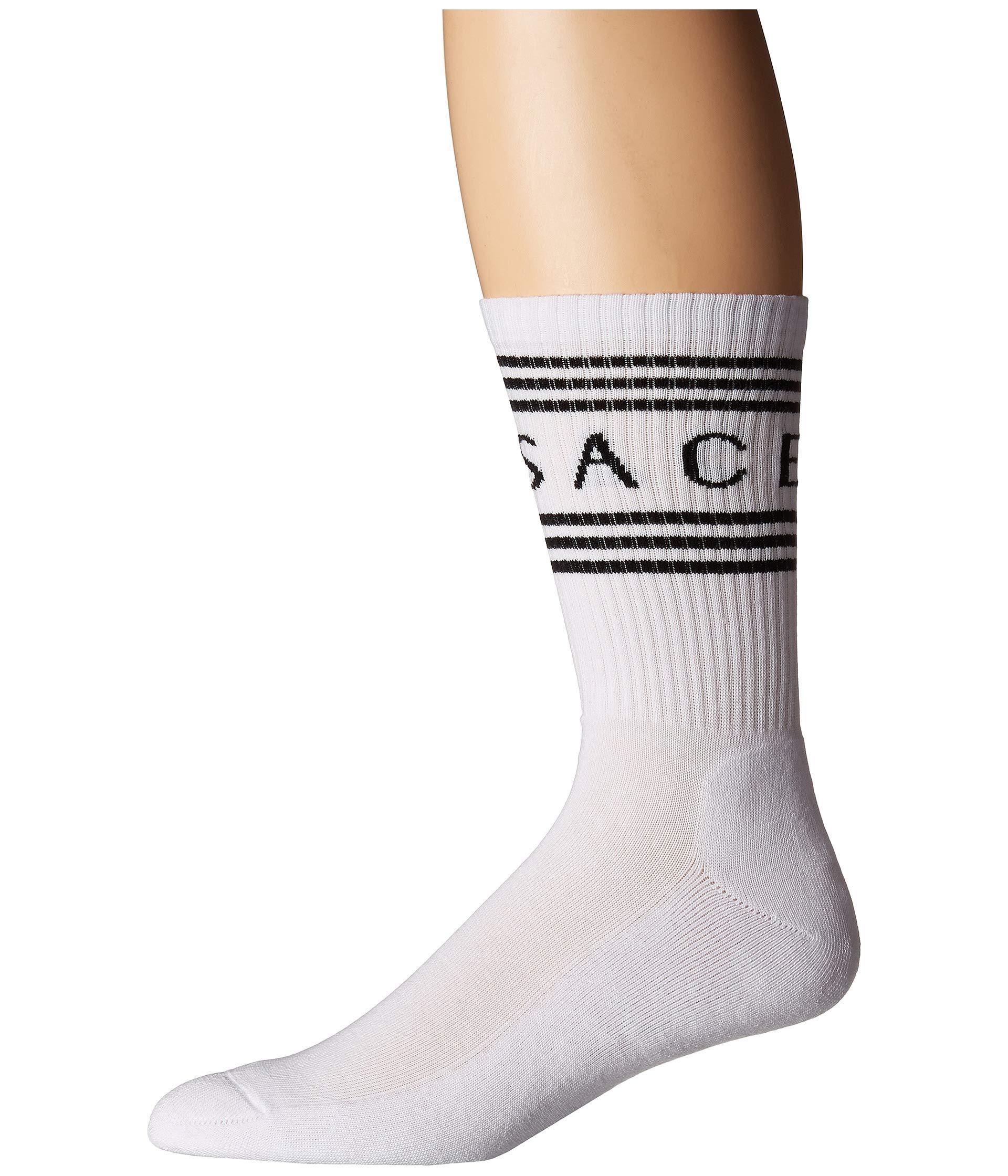 Versace Text Socks (white) Men's Crew Cut Socks Shoes in White for Men