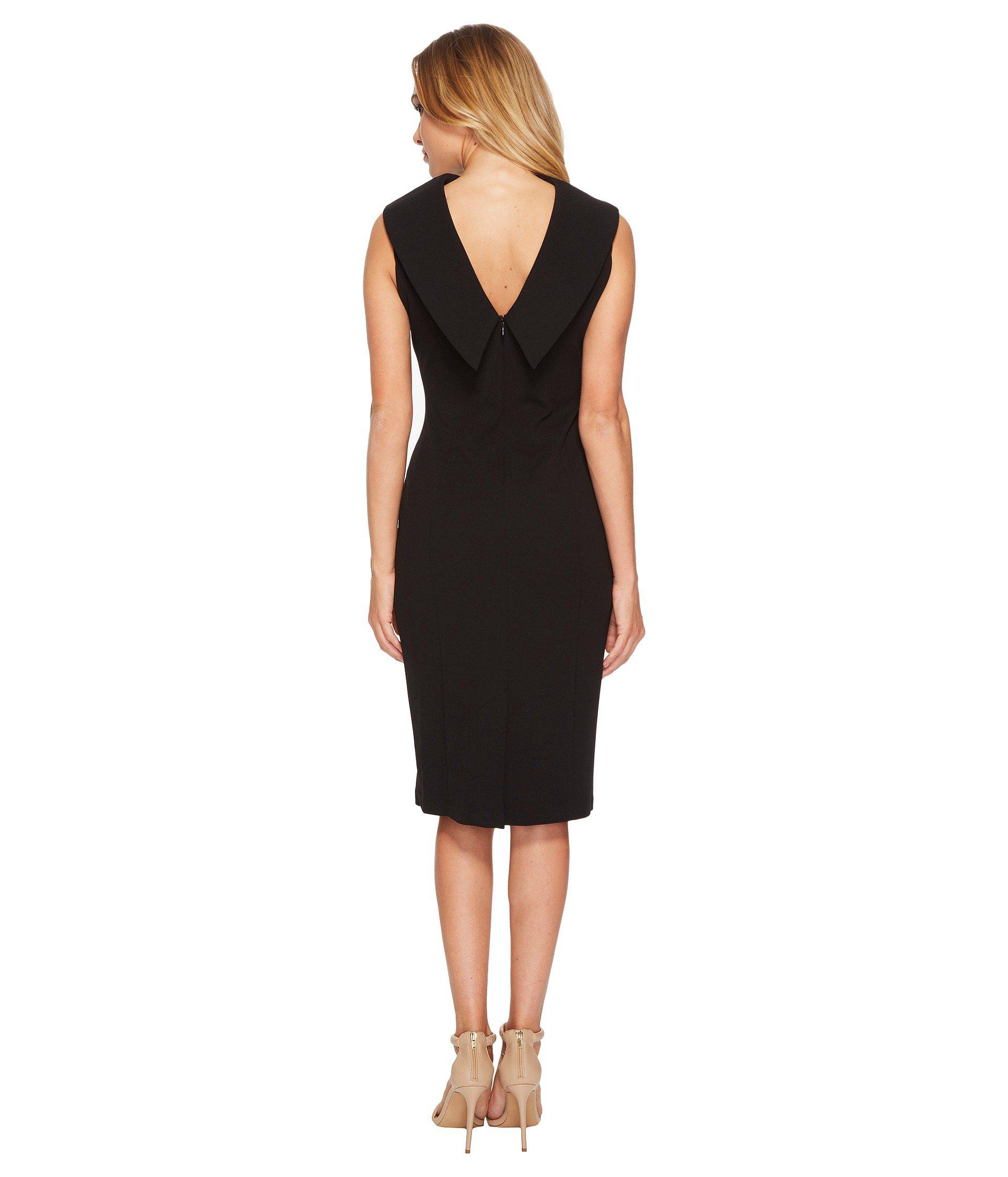Adrianna Papell Synthetic Roll Neck Sheath With V-back Dress in Black ...