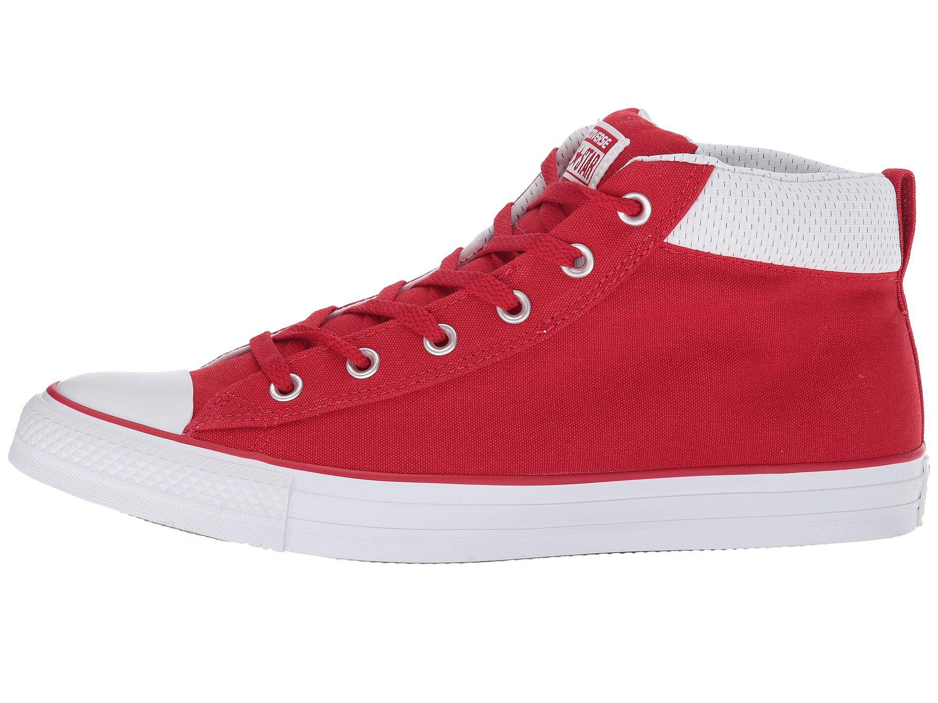 Converse Leather Chuck Taylor® All Star® Street Mid in Red for Men - Lyst