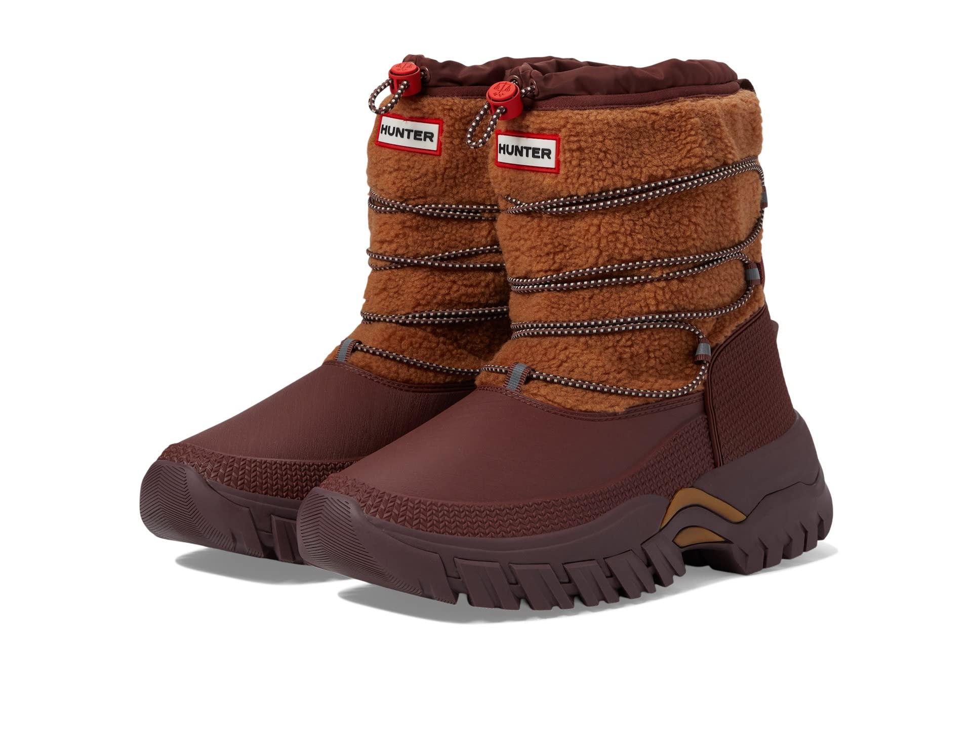 HUNTER Wanderer Short Sherpa Snow Boot in Brown Lyst
