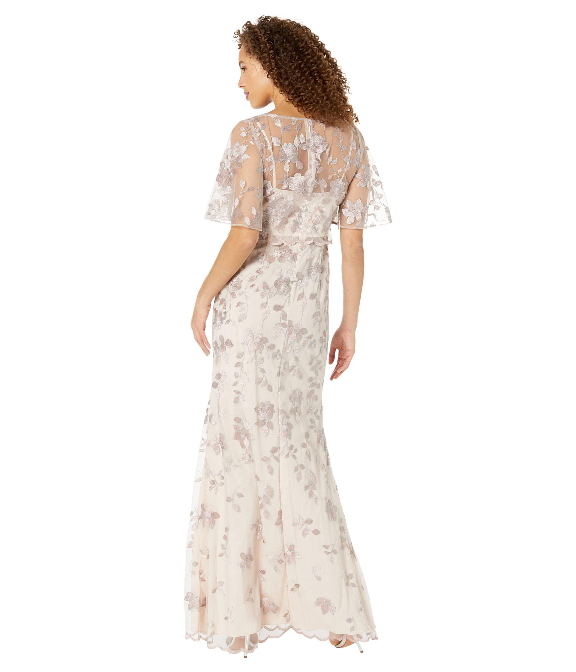 Adrianna Papell Floral Embroidered Mermaid Mob Gown in Metallic | Lyst