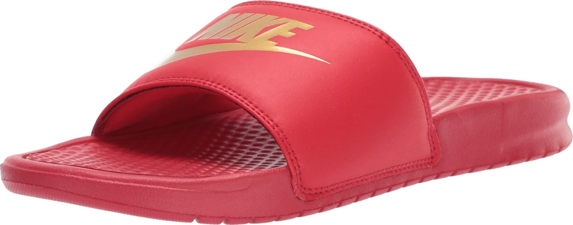 Nike Synthetic Benassi Just Do It Athletic Sandal in University Red/Metallic  Gold (Red) for Men | Lyst