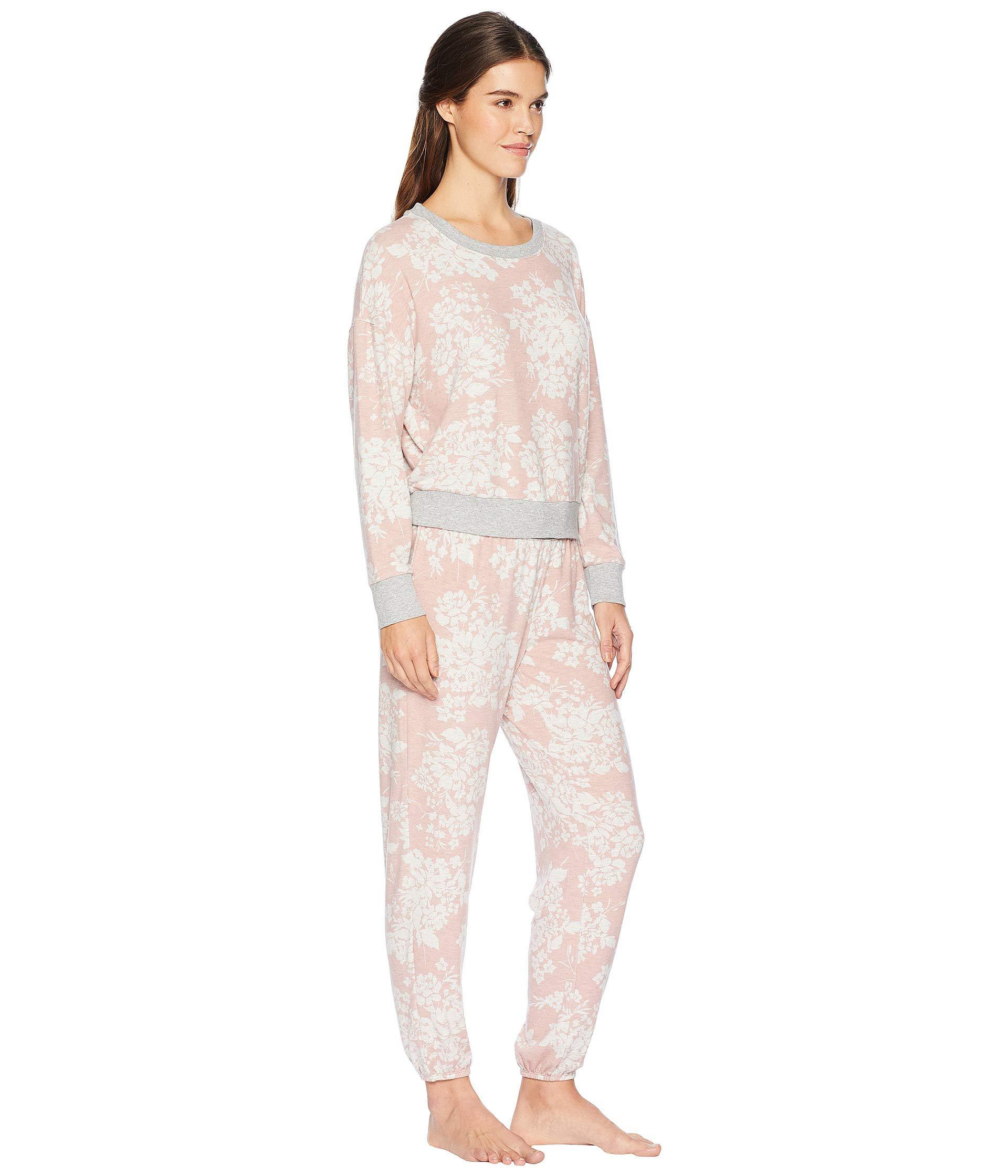 Splendid Synthetic Brushed Jersey Long Sleeve Pj Set (winter Blossom