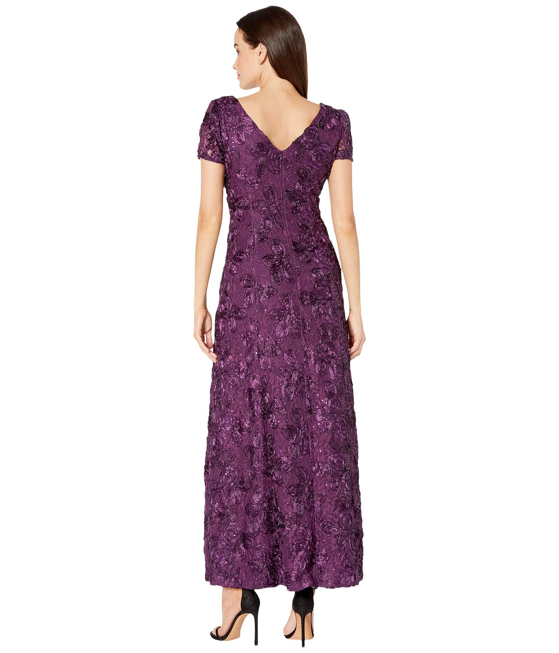 Alex Evenings Long Aline Rosette Dress With Sequin Detail in Purple Lyst