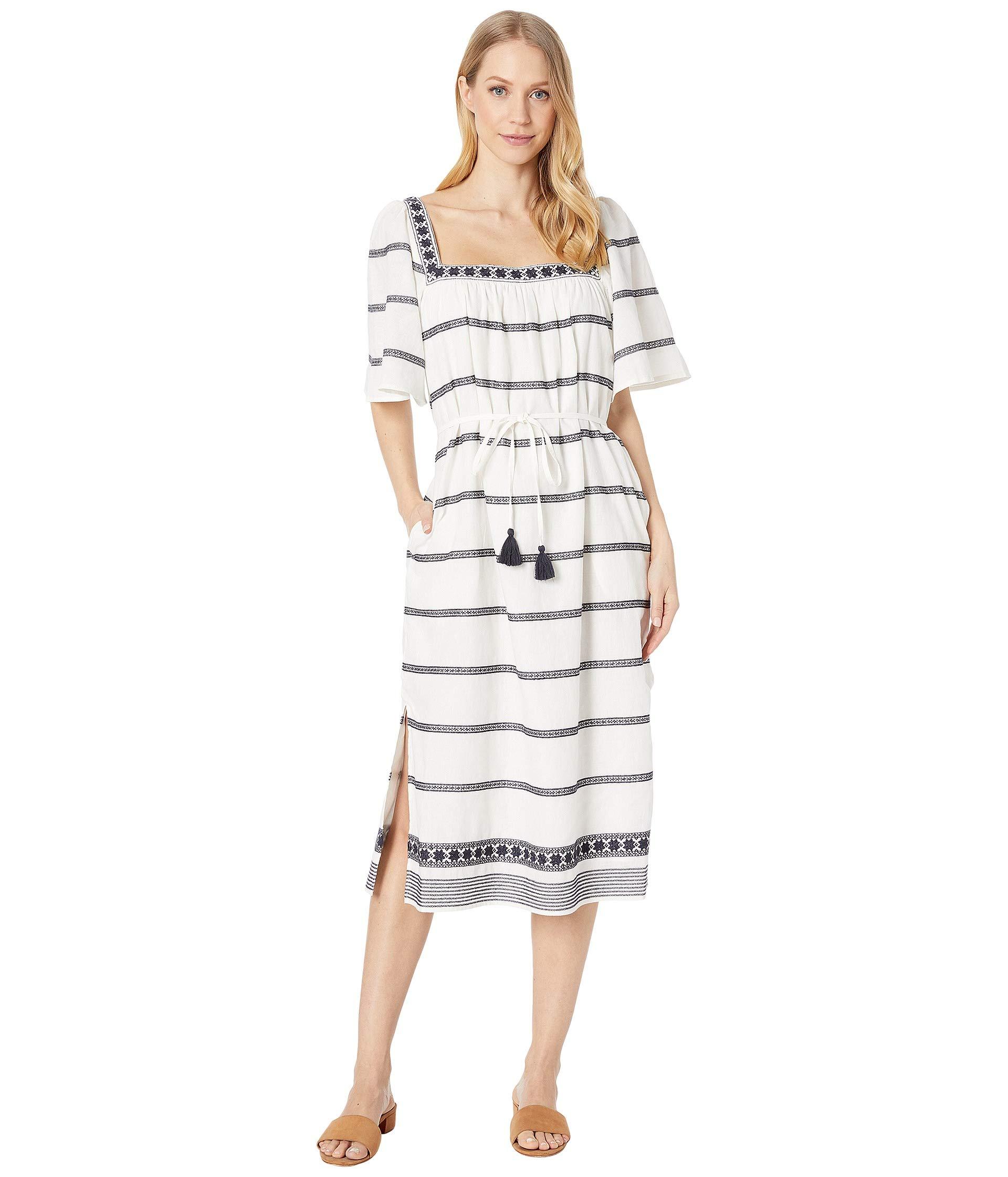 Tory Burch Linen Embroidered Midi Dress in White - Save 30% - Lyst