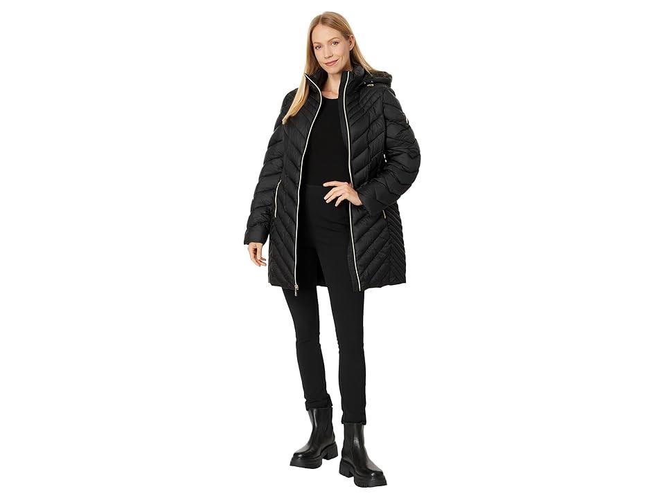MICHAEL Michael Kors Zip Front Knee Length Chevron Packable