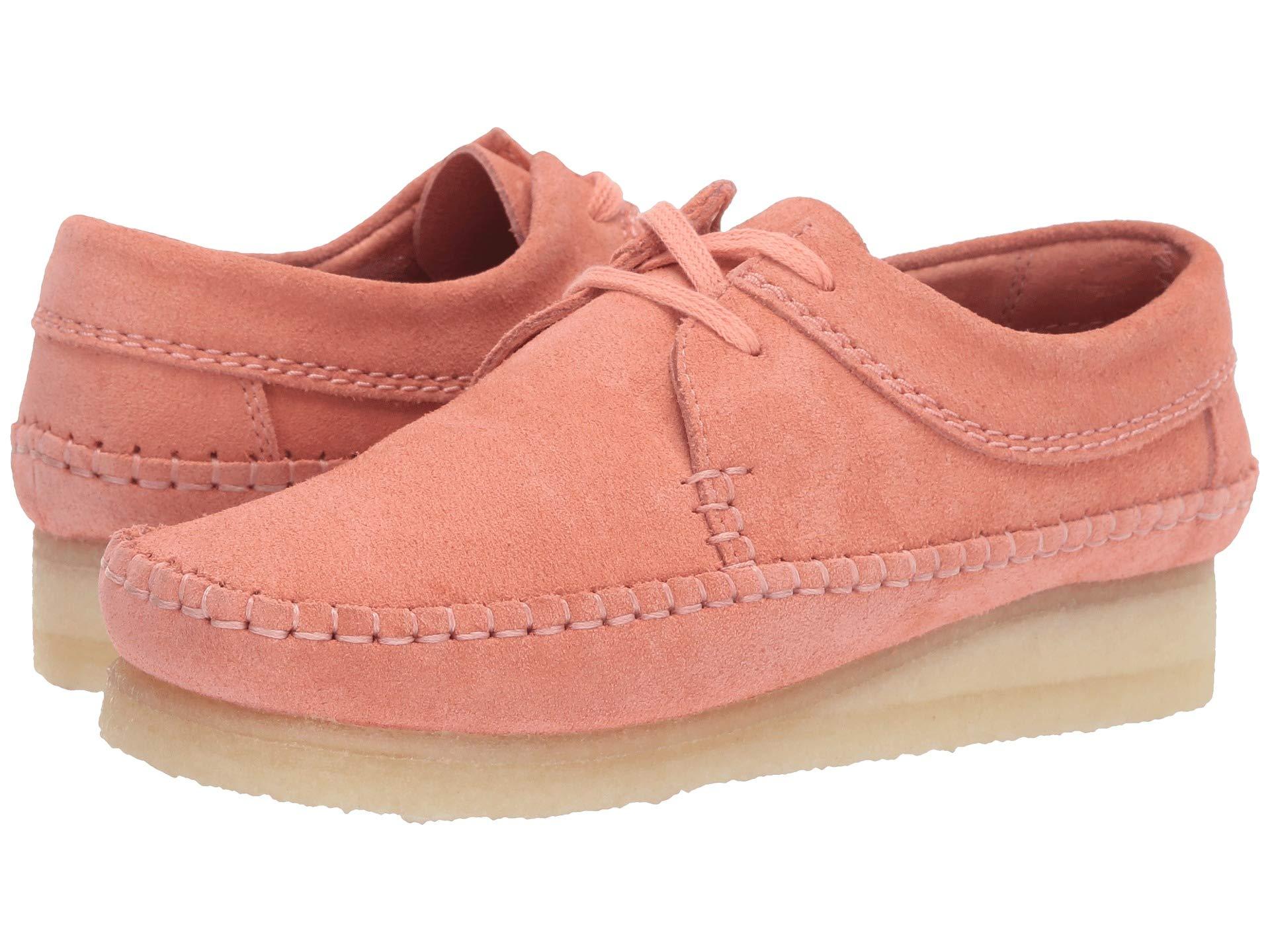 Clarks Originals Weaver Suede Casual Flat Lace-Up Moccasin Womens Shoes 