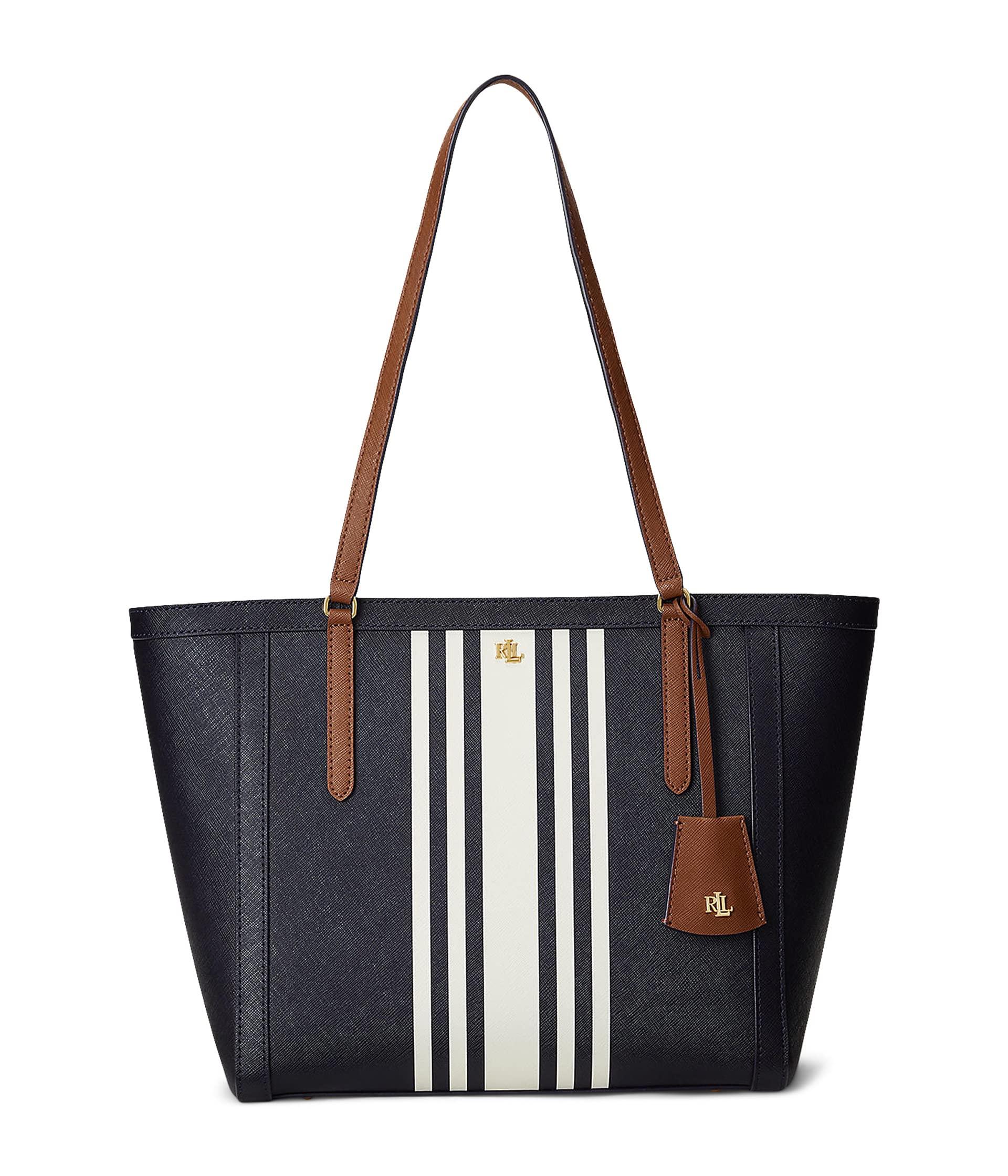 Lauren by Ralph Lauren Crosshatch Leather Medium Clare Tote in Black Lyst