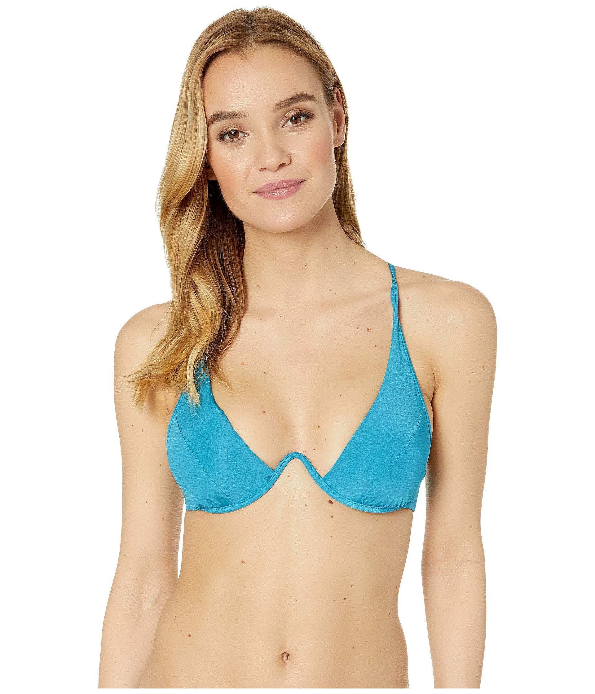 BCBGMAXAZRIA Womens Crossback V-Neck Underwire Triangle Bra Bikini Swimsuit Top