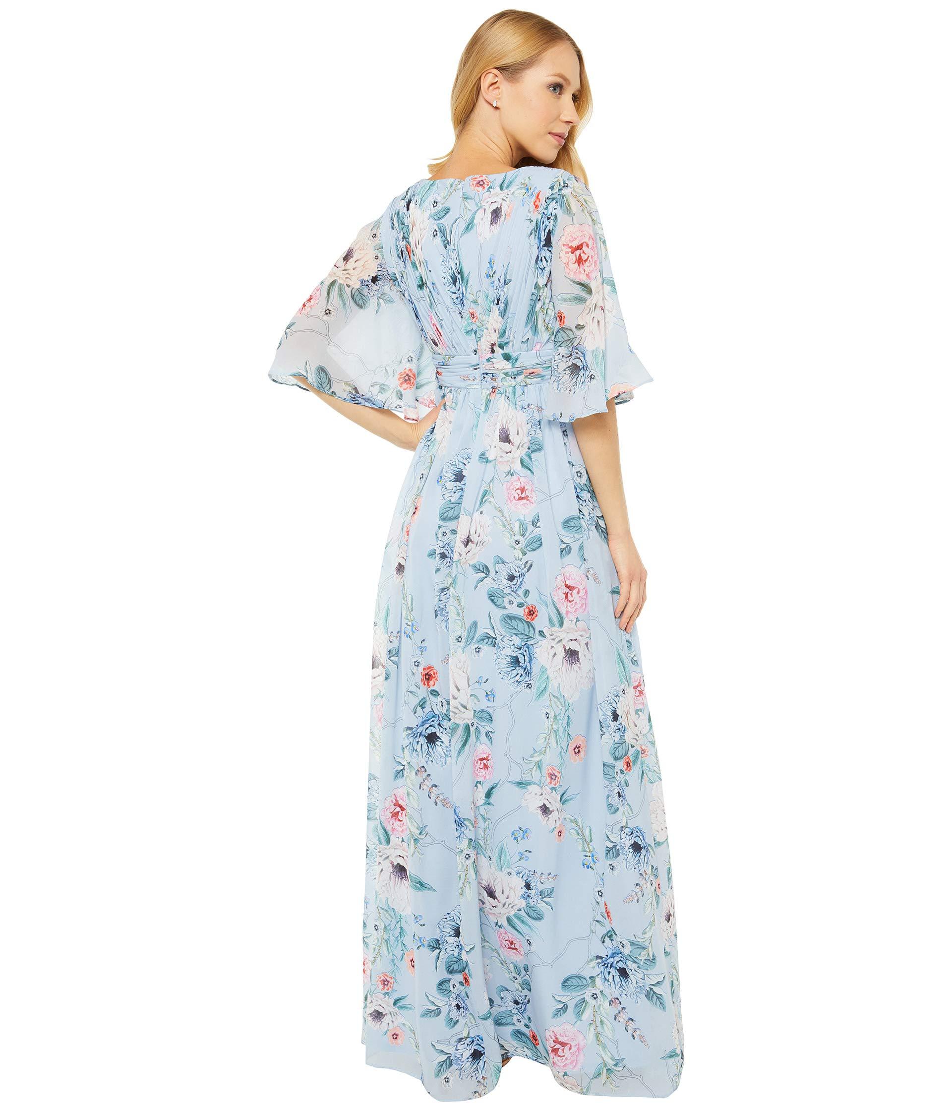 adrianna papell printed chiffon gown