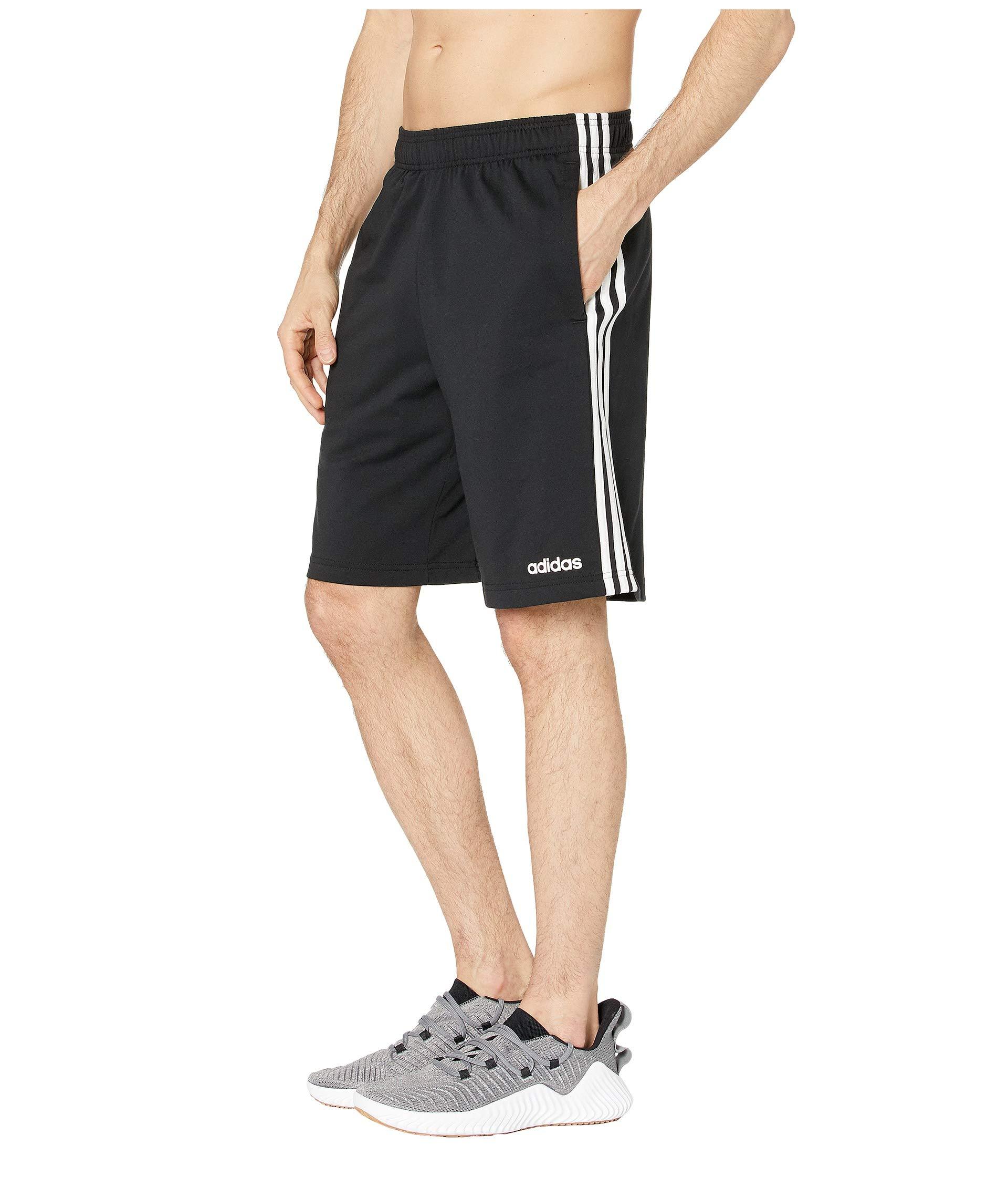 adidas Cotton 3-stripe Jersey Shorts in Black for Men - Lyst
