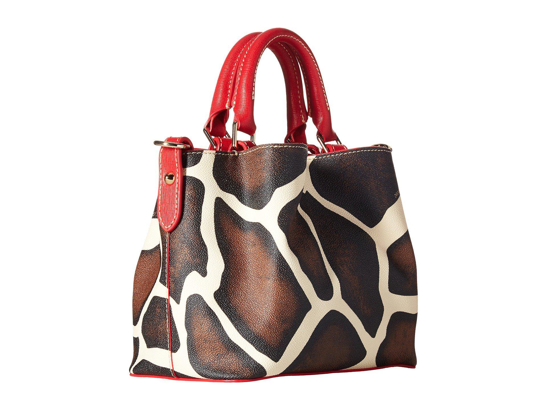 Dooney Bourke Serengeti Mini Barlow giraffe red Trim Handbags