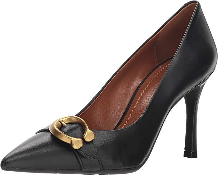 COACH Waverly Signature Buckle Leather Pump in Black | Lyst