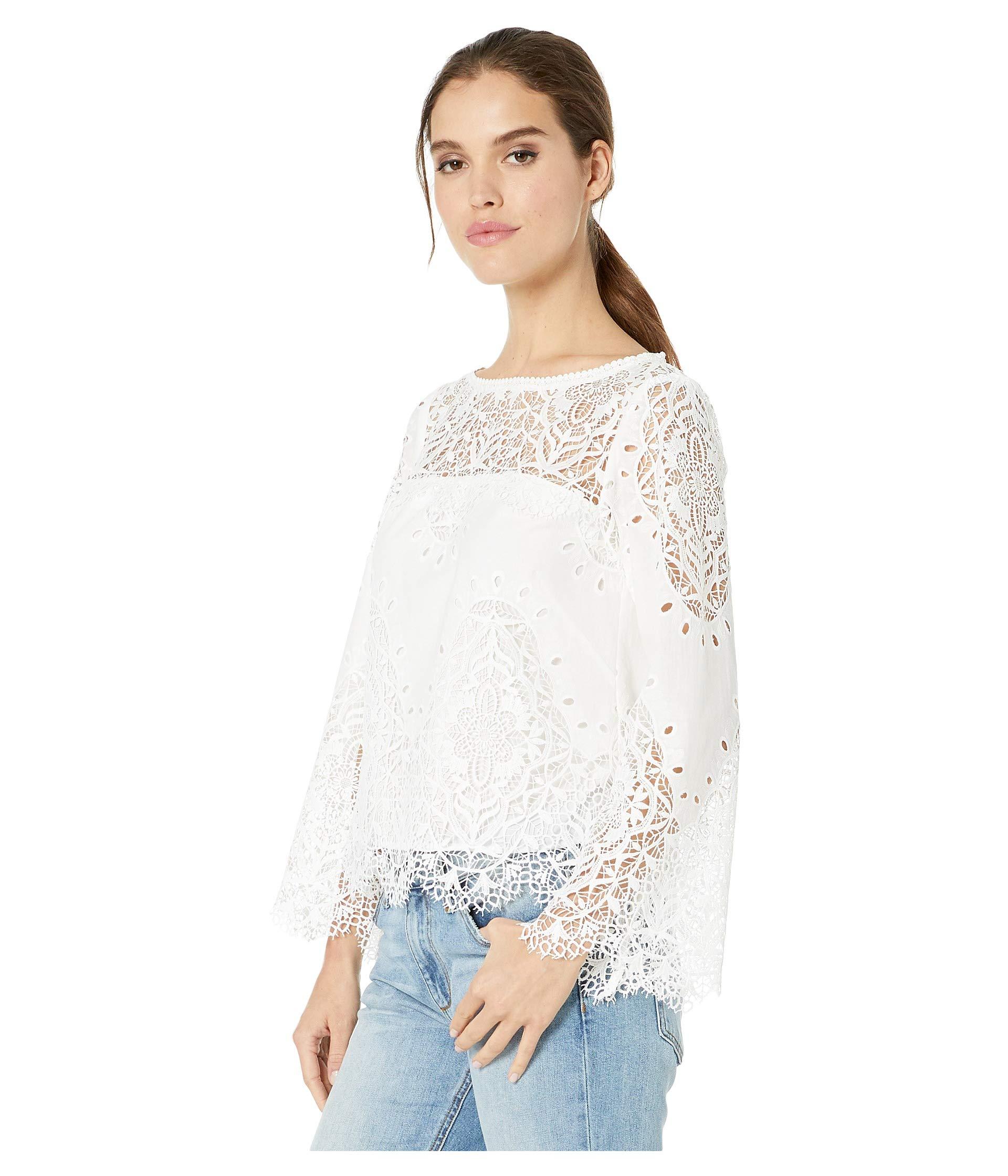 Nanette Lepore Cotton Lacey Top in White - Lyst