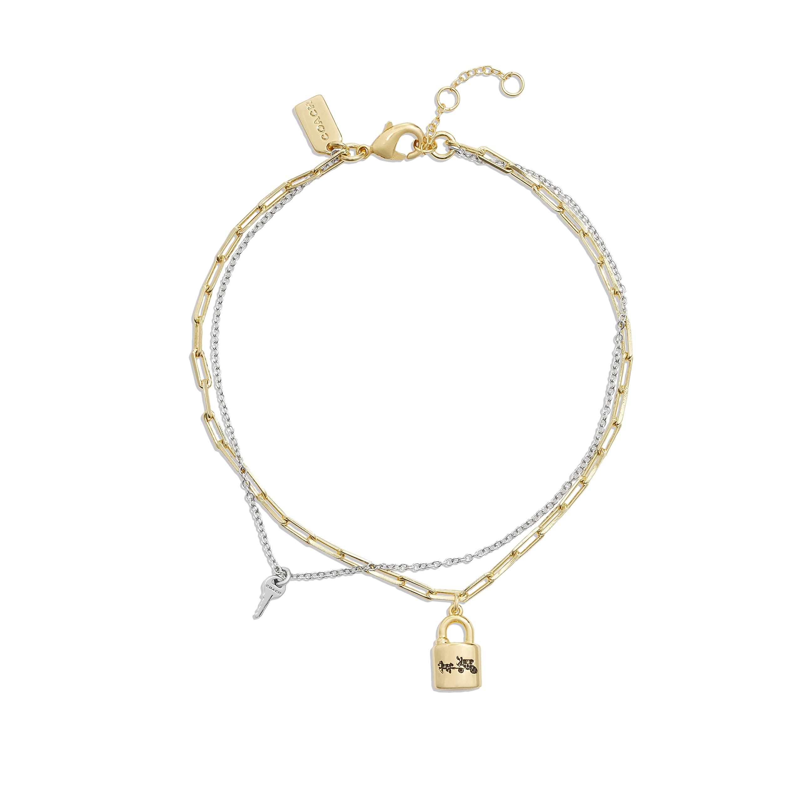 COACH Signature Lock Key Charm Bracelet in Metallic Lyst