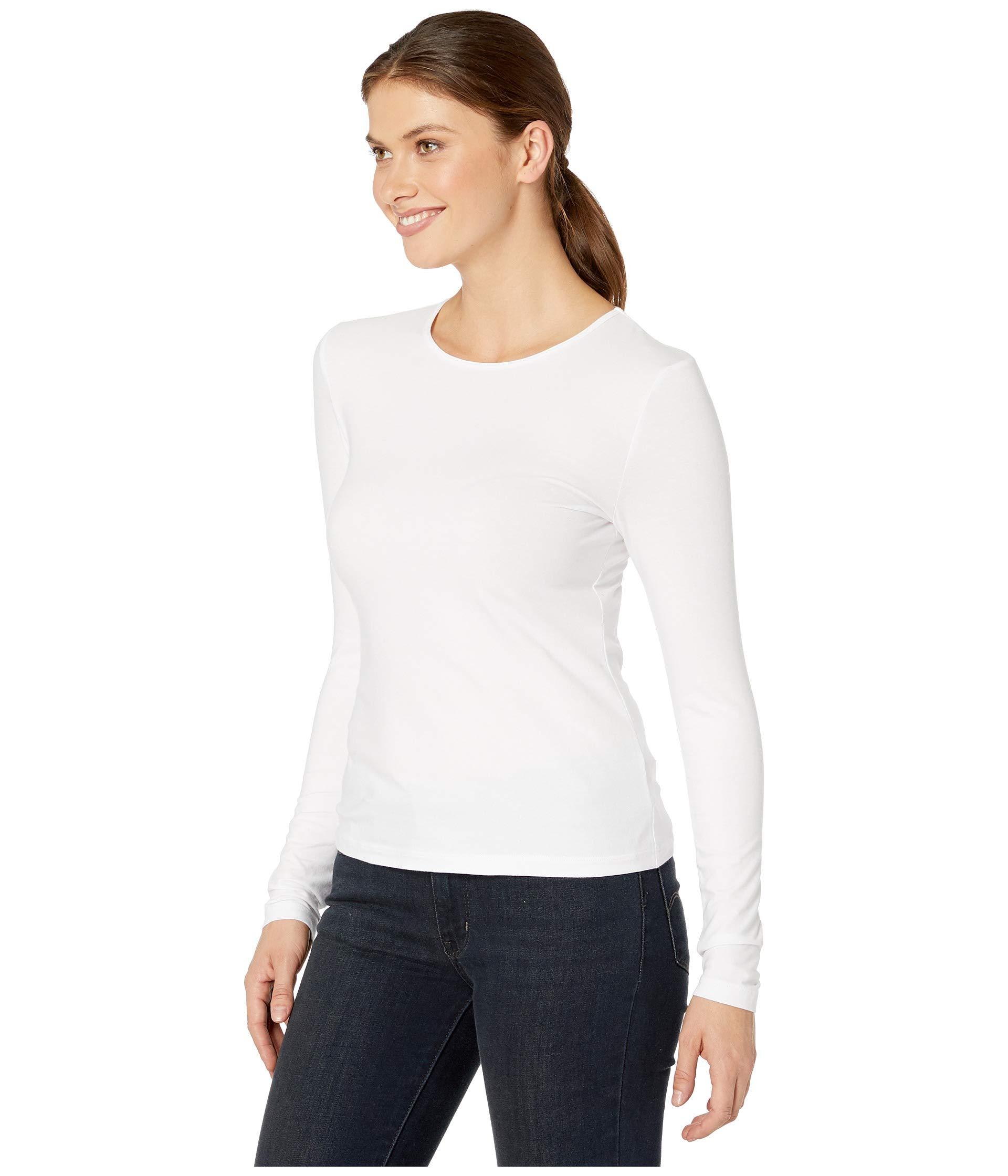 Lilla P Cotton Stretch Layering Long Sleeve Crew Neck Tee in White - Lyst