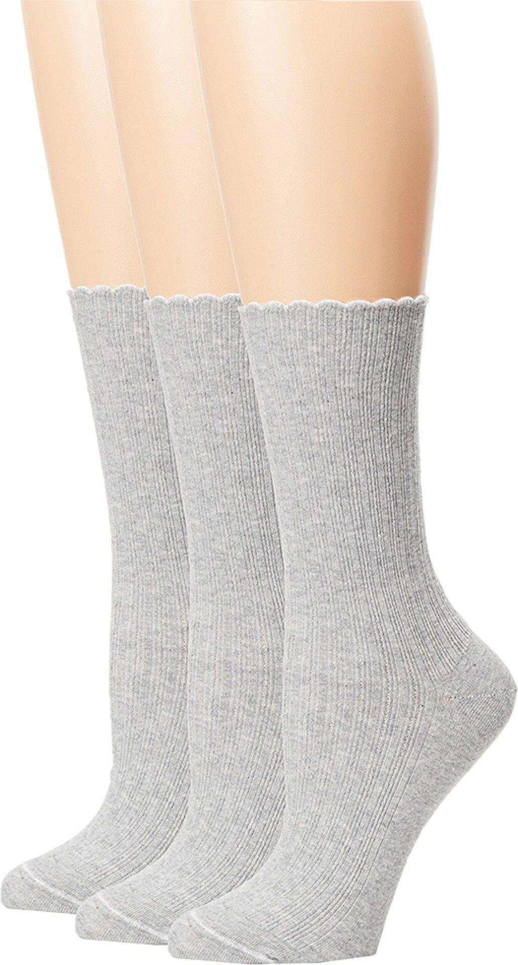 Hue Scalloped Pointelle Socks 3-pack in Gray