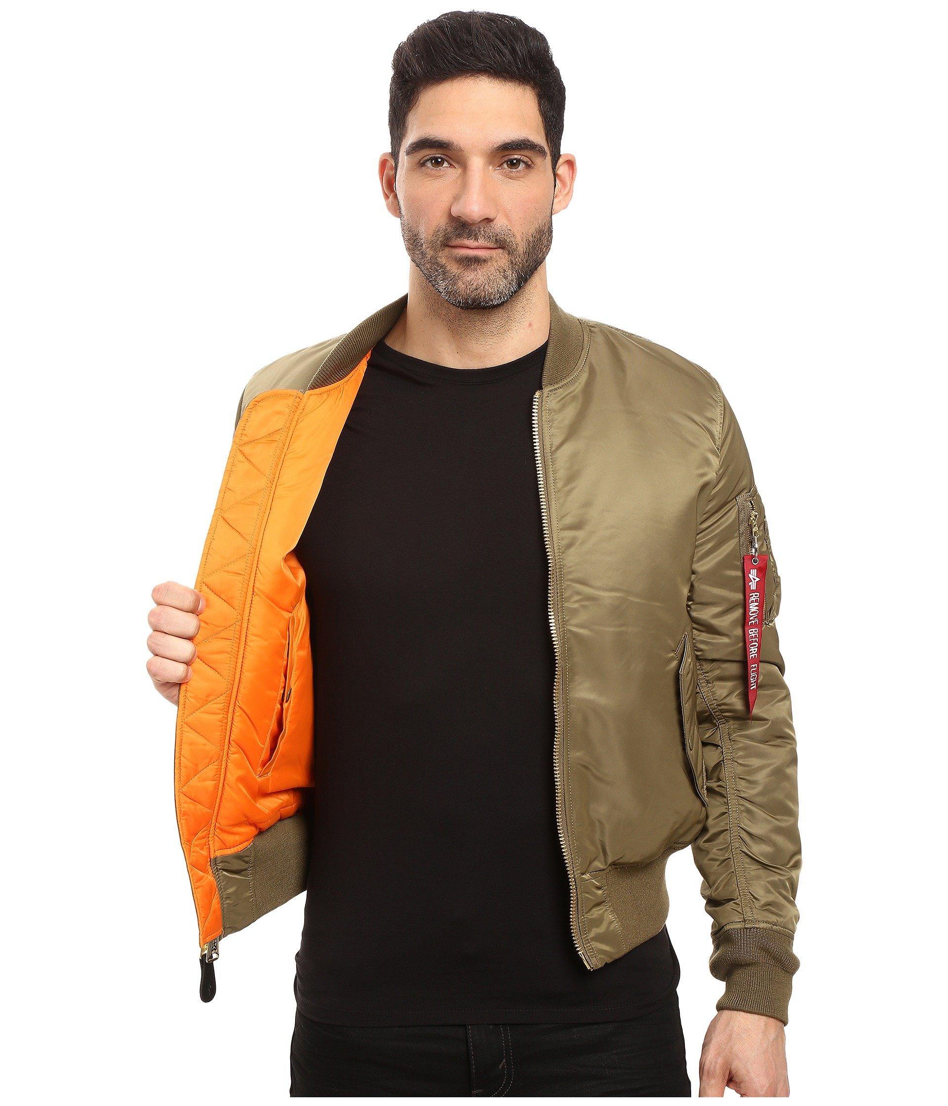 Alpha Industries Synthetic Ma 1 Slim Fit Flight Jacket Blue No 9 Men S Coat In Vintage Olive Brown For Men Lyst