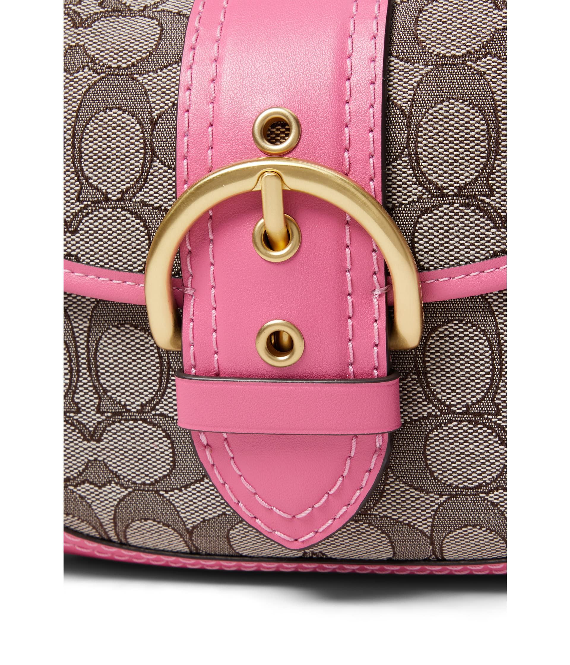 バッグ Coach Soho Signature Shoulder Bag Pink Coach shoulder bag signature pink Soho Bag Charm Canvas