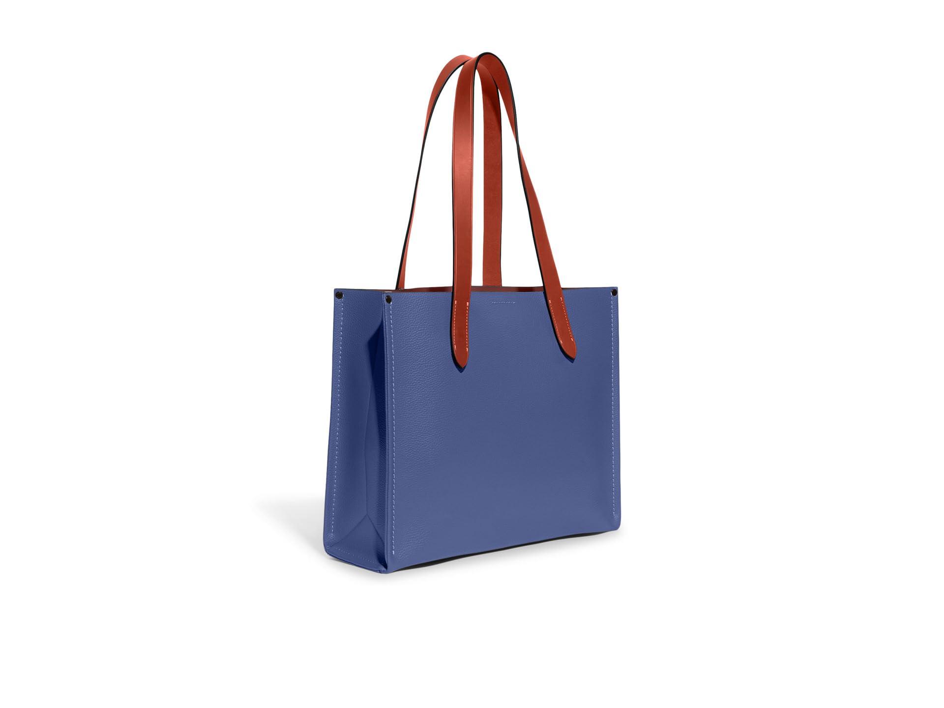 Coach blue leather tote hot sale