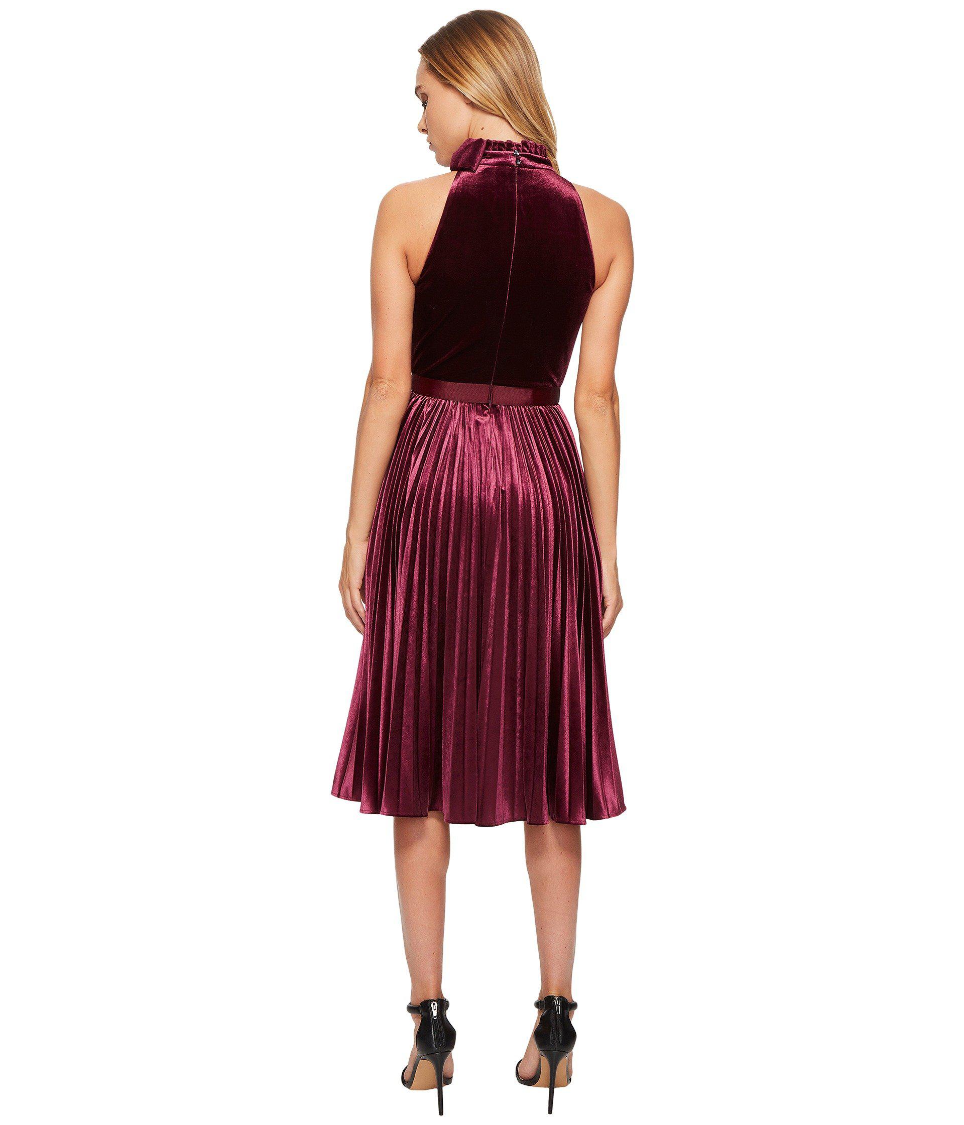 cornela pleated velvet midi dress