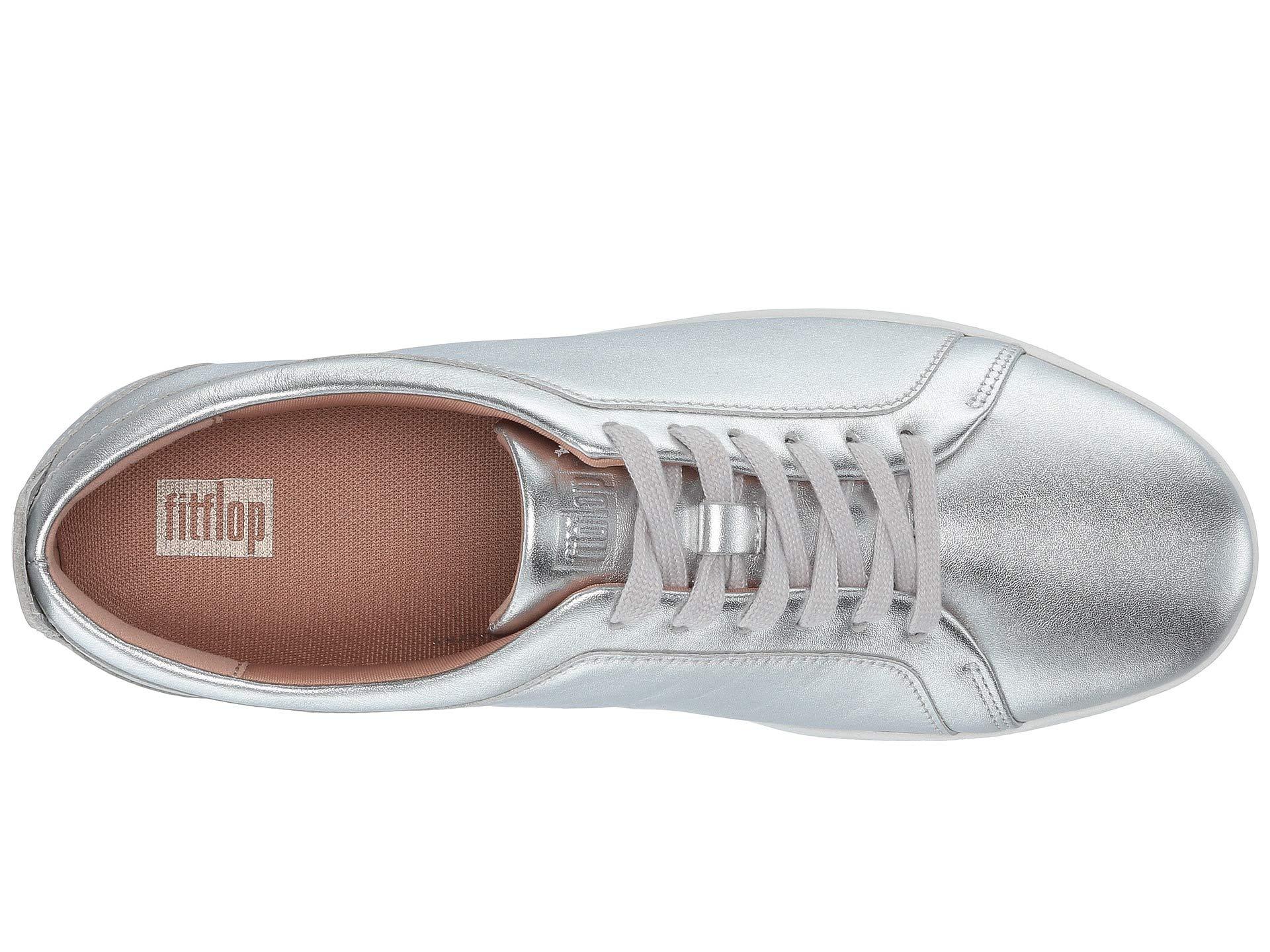 Fitflop Leather Rally Slip On Trainers in Silver (Metallic) - Lyst