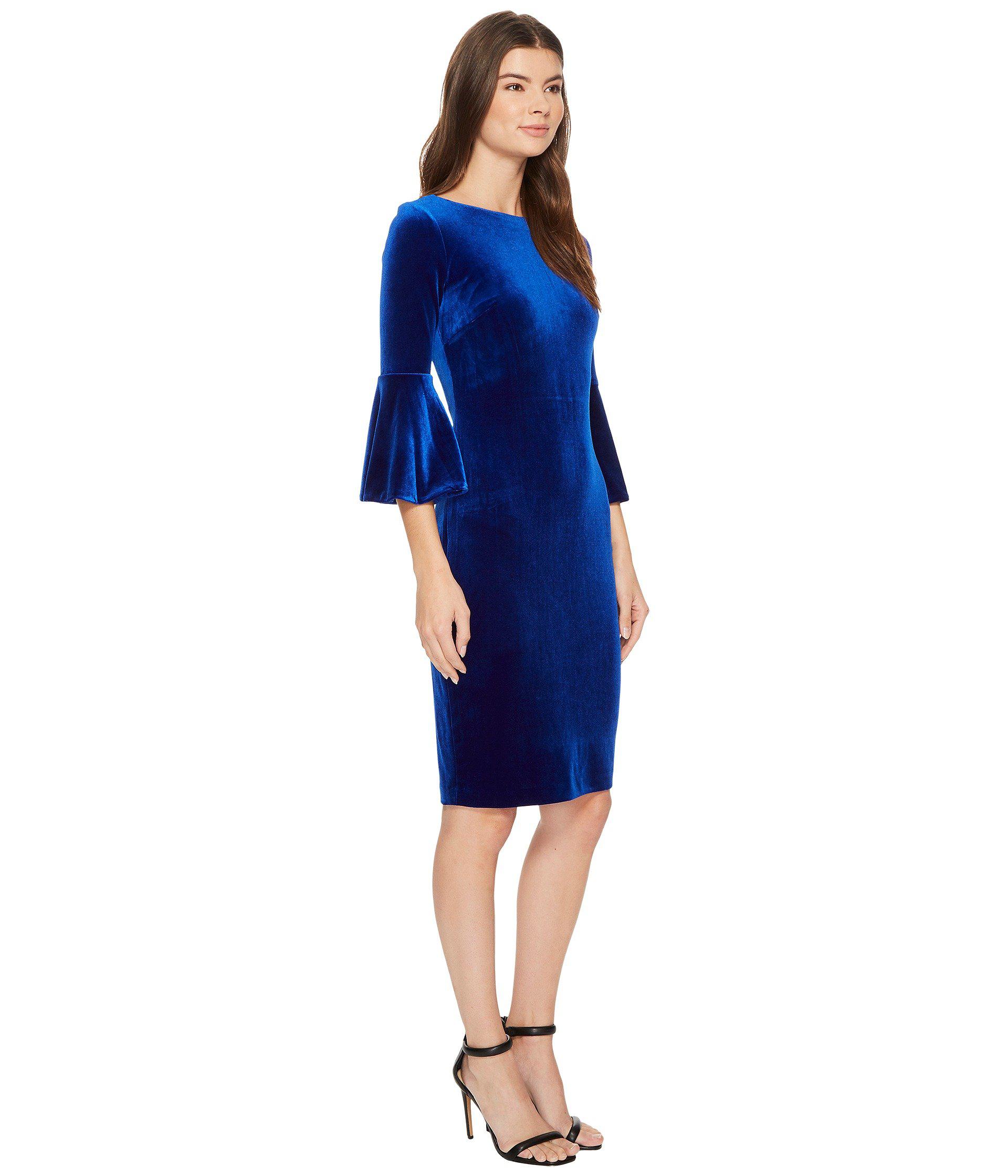 calvin klein velvet bell sleeve dress