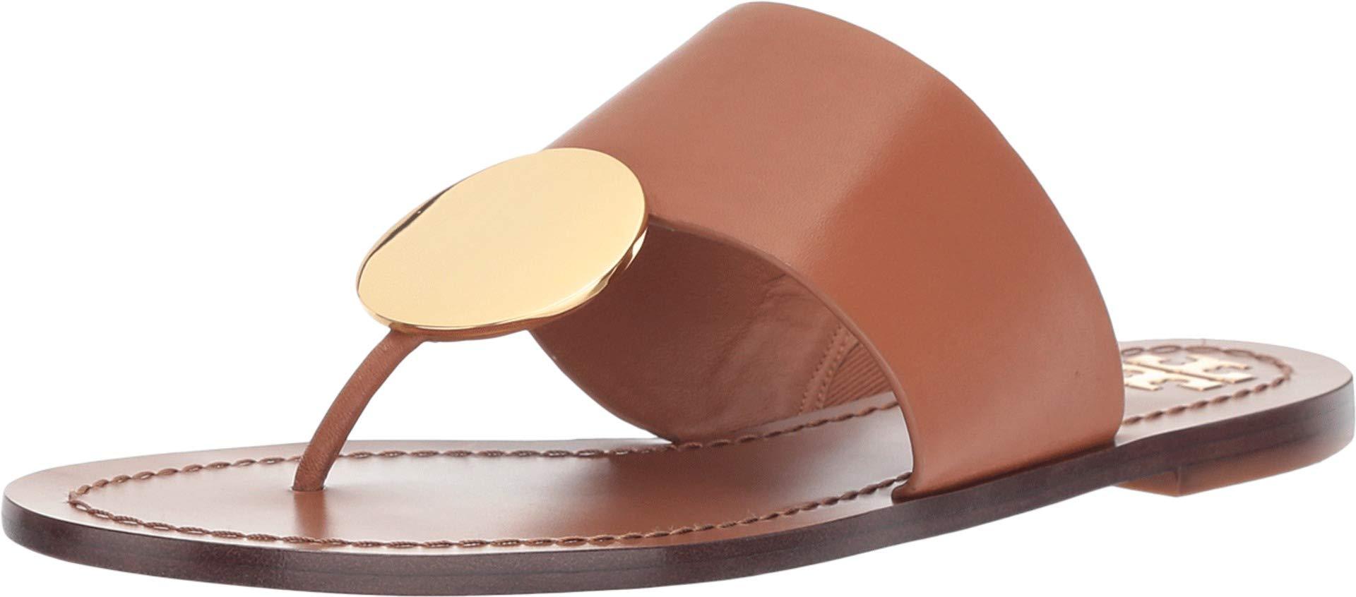 Tory Burch Leather Patos Disk Sandal in Tan (Brown) - Lyst