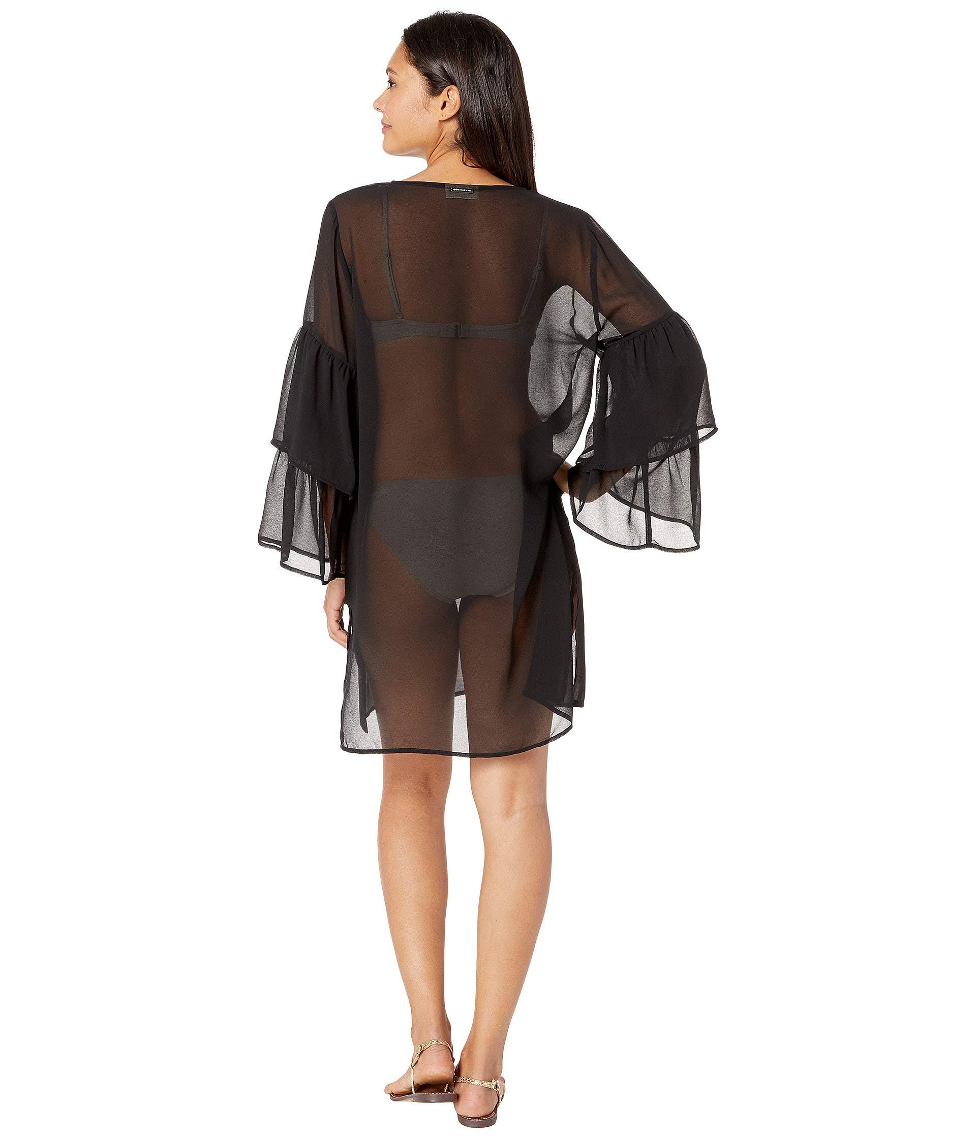 MICHAEL Michael Kors Synthetic Urban Gypsy Ruffle Sleeve Cover-up (black)  Women's Swimwear - Lyst