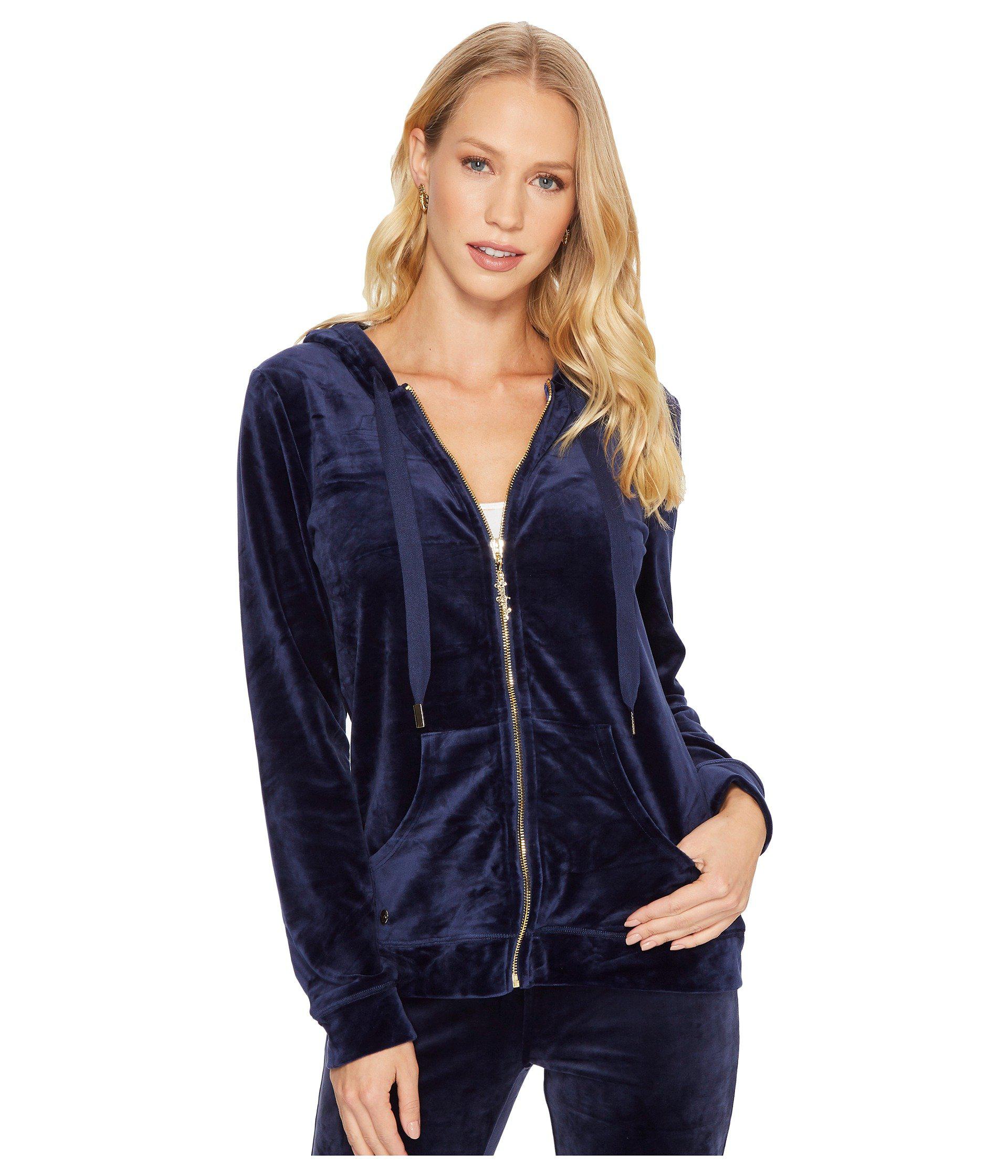 women's velour zip up hoodie