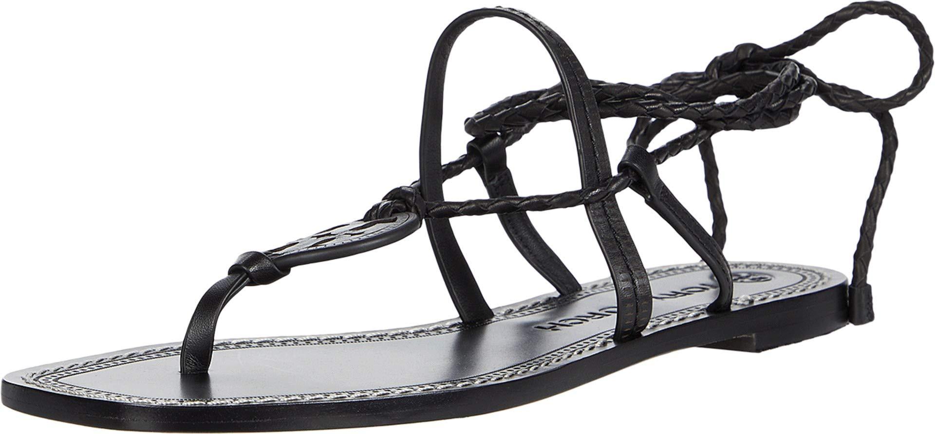 Tory Burch Miller Braided Ankle Tie Logo Sandal in Black - Save 46% - Lyst