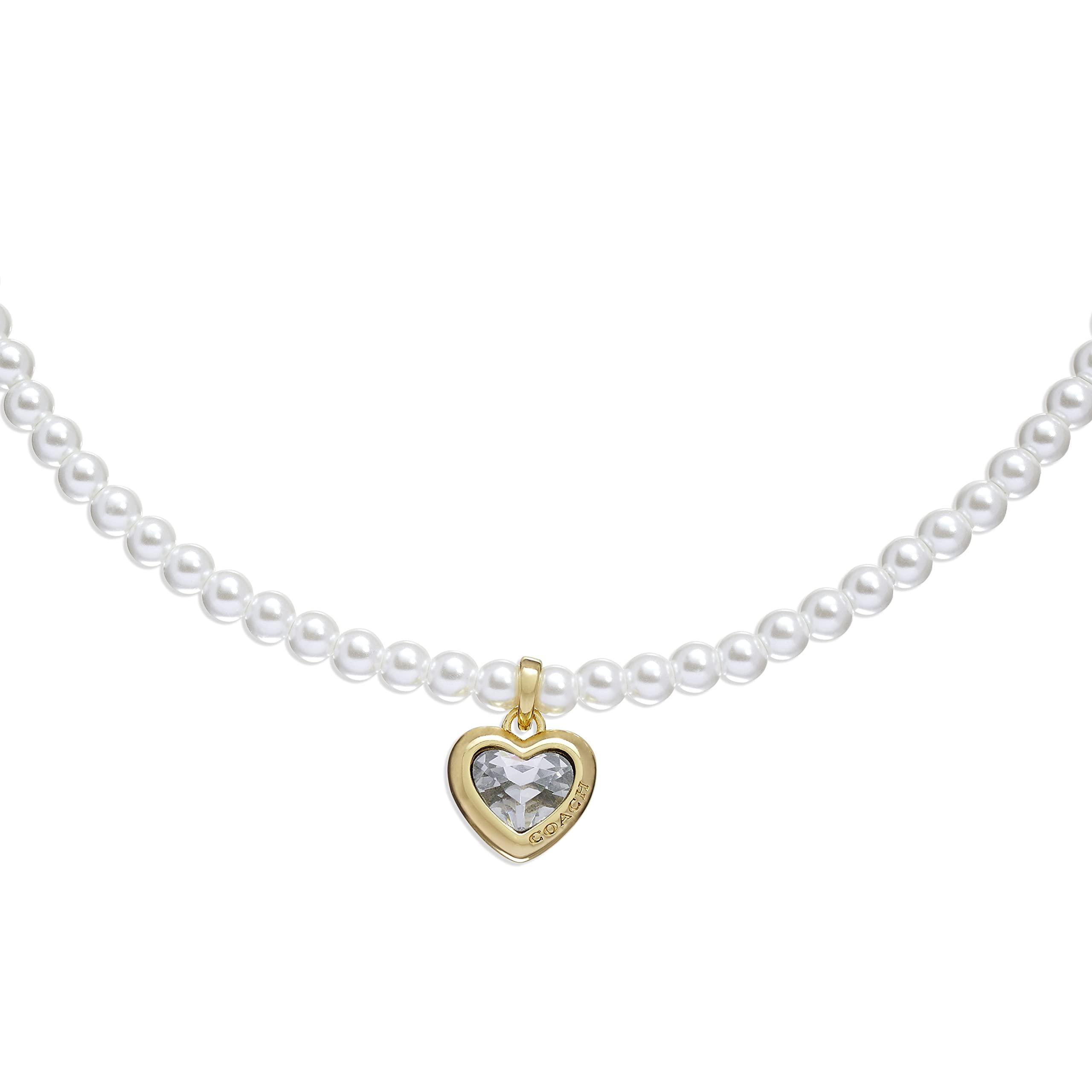 COACH Heart Pearl Choker Necklace in Metallic Lyst