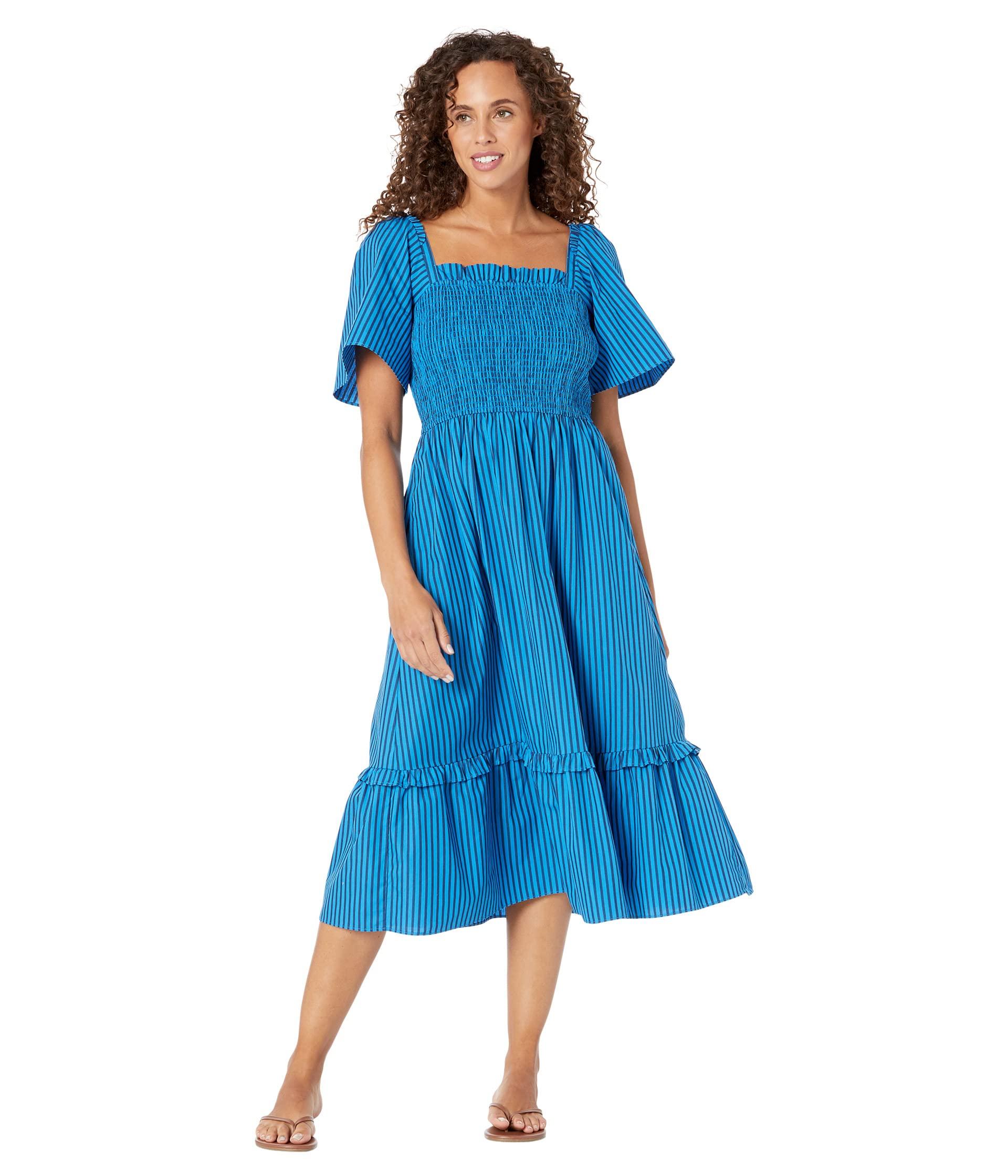Draper James Cotton Deana Smocked Dress In Canopy Stripe in Blue Lyst