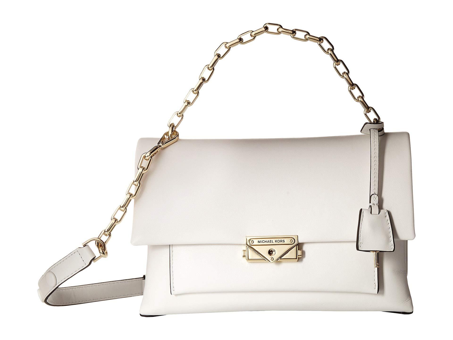 Michael Kors Cece Medium Leather Shoulder Bag in White - Save 5% - Lyst