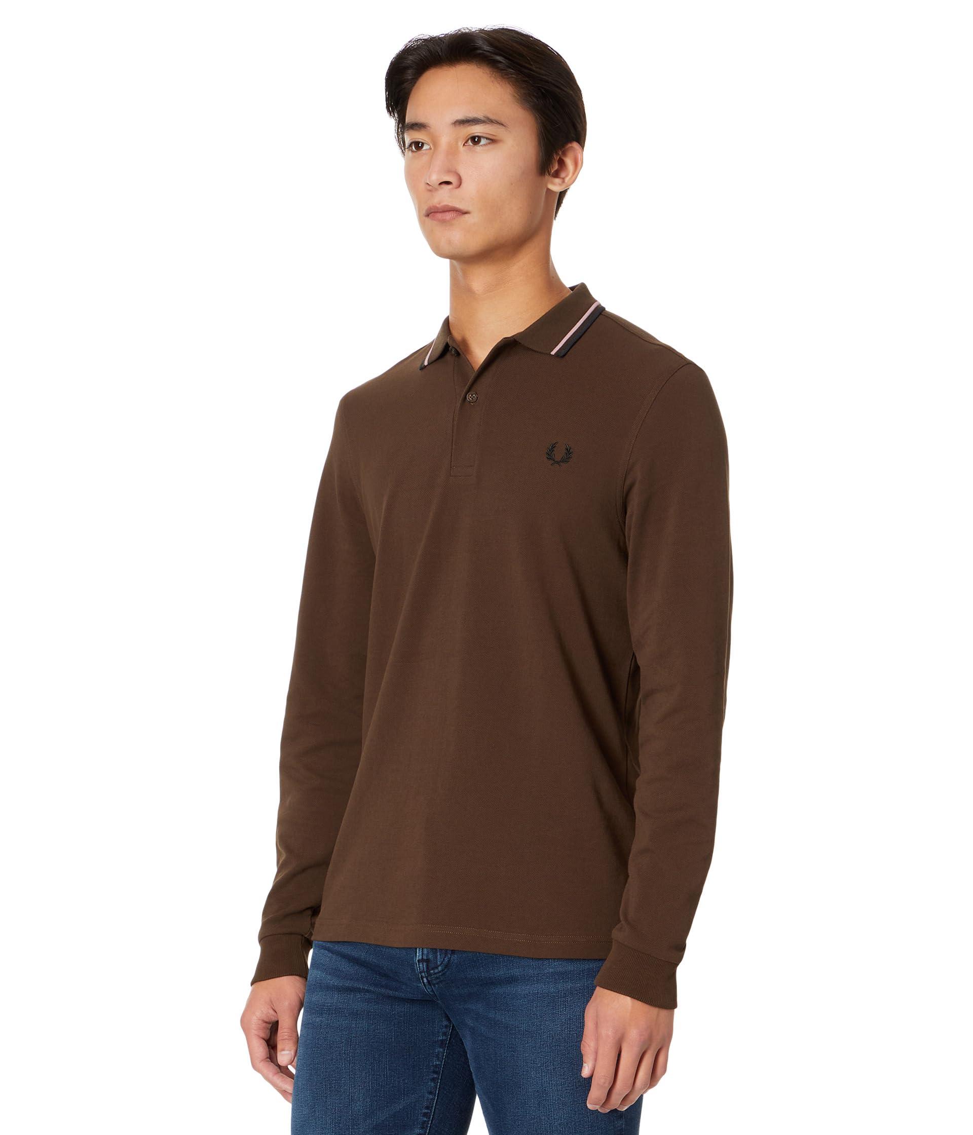 Fred Perry Long Sleeve Twin Tipped Shirt in Brown for Men | Lyst