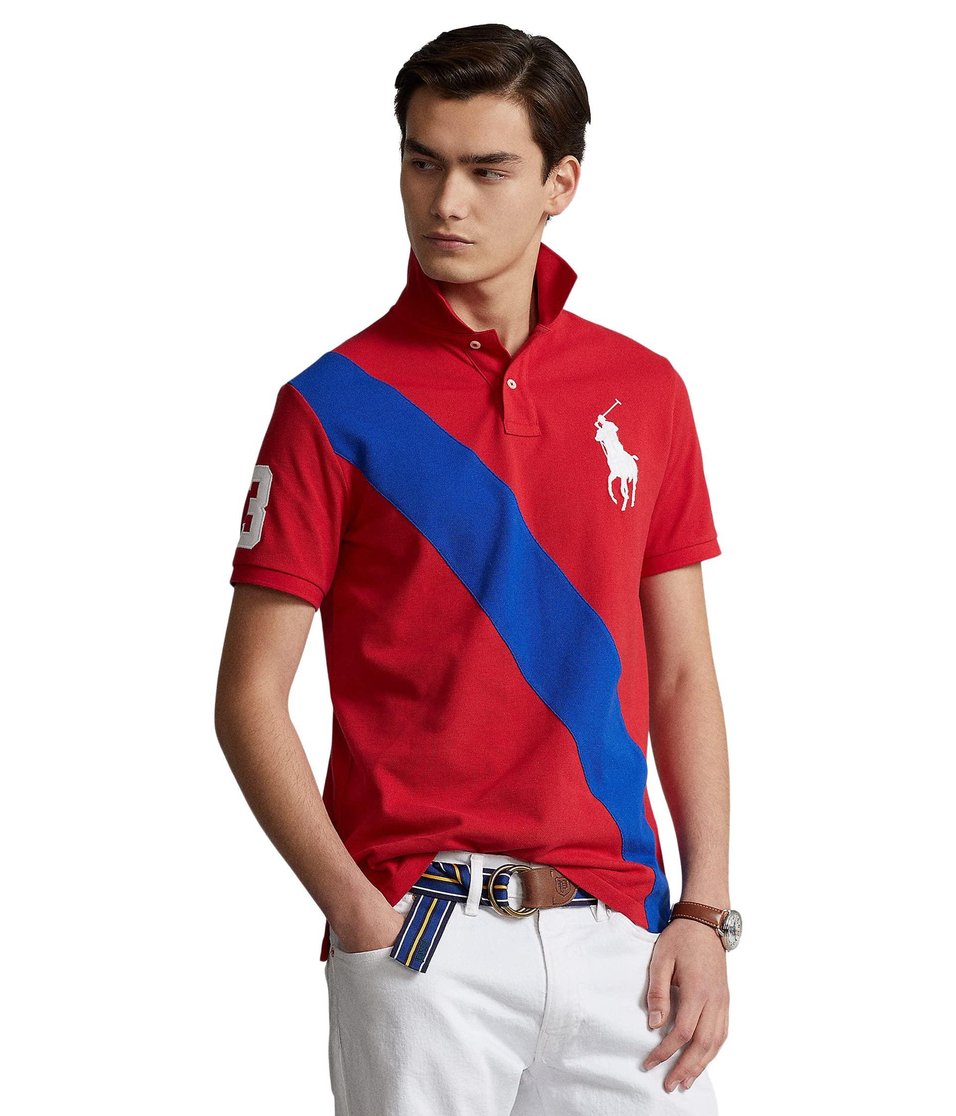 Polo Ralph Lauren Custom Slim Fit Big Pony Mesh Polo Shirt in Red for ...