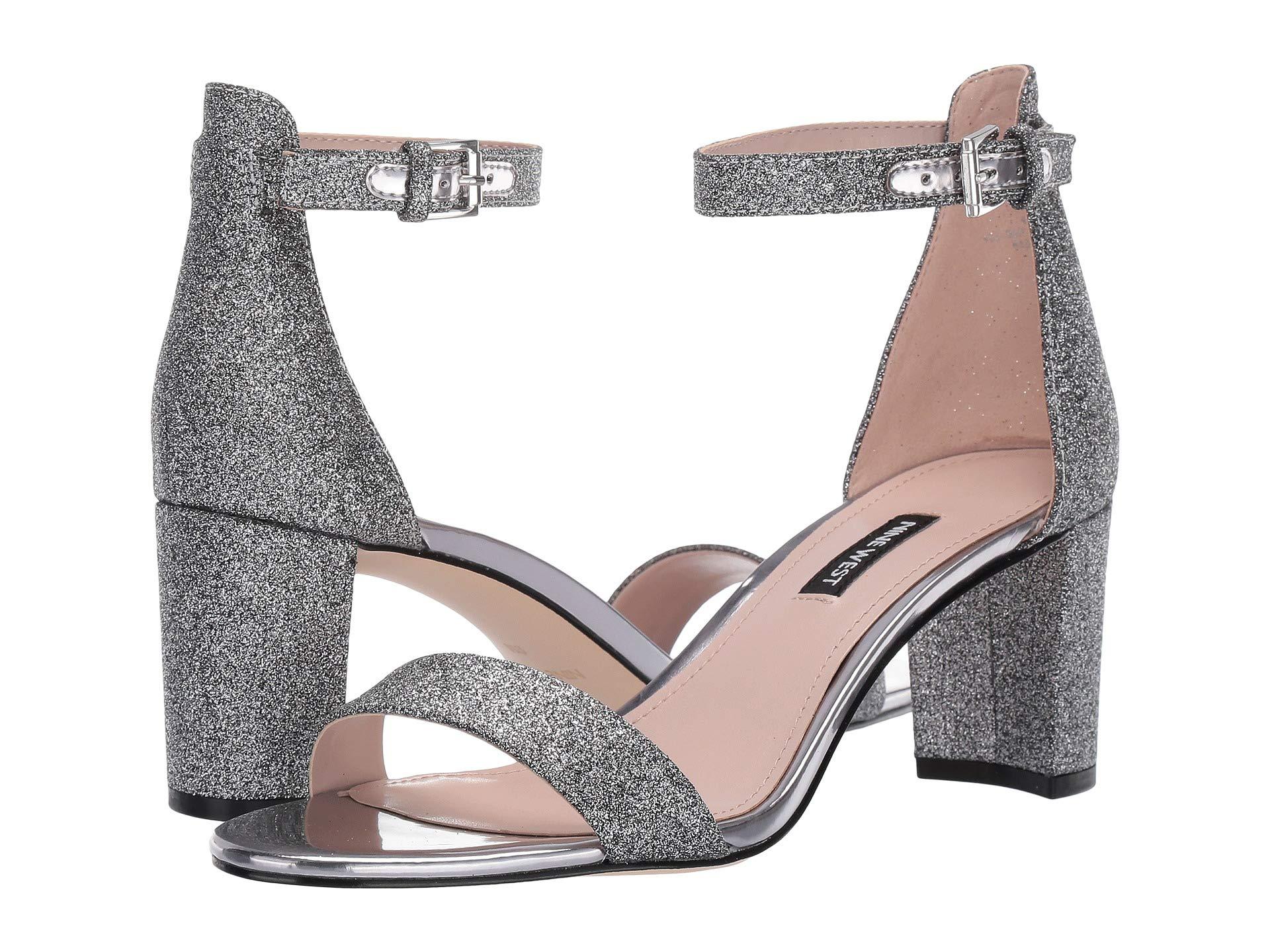 Nine West Pruce Block Heeled Sandal (pewter) Shoes | Lyst