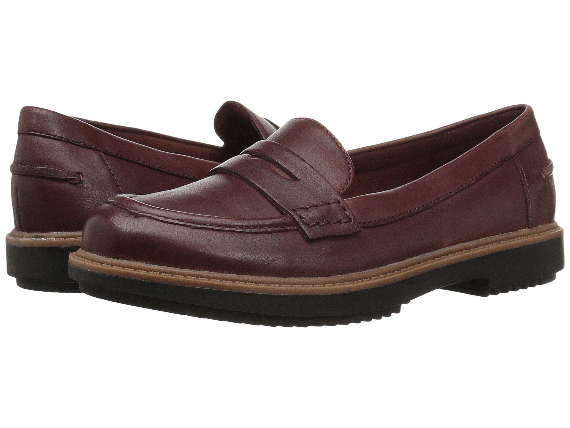 Clarks Leather Raisie Eletta Penny Loafer in Mahogany Leather (Brown) | Lyst